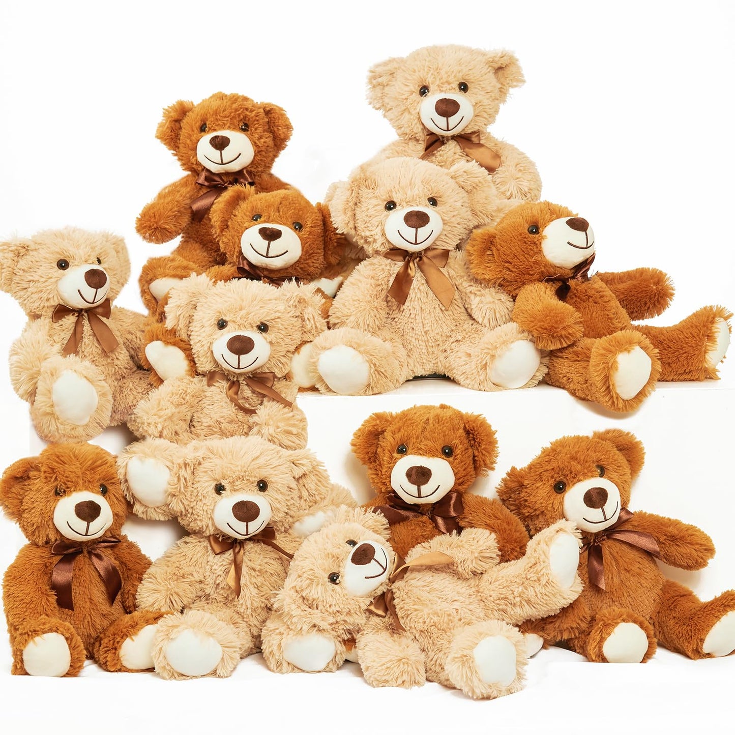 Quaakssi Teddy Bears Bulk 12 Pack – 13.5 Inch Plush Toys for Gifts & Decor