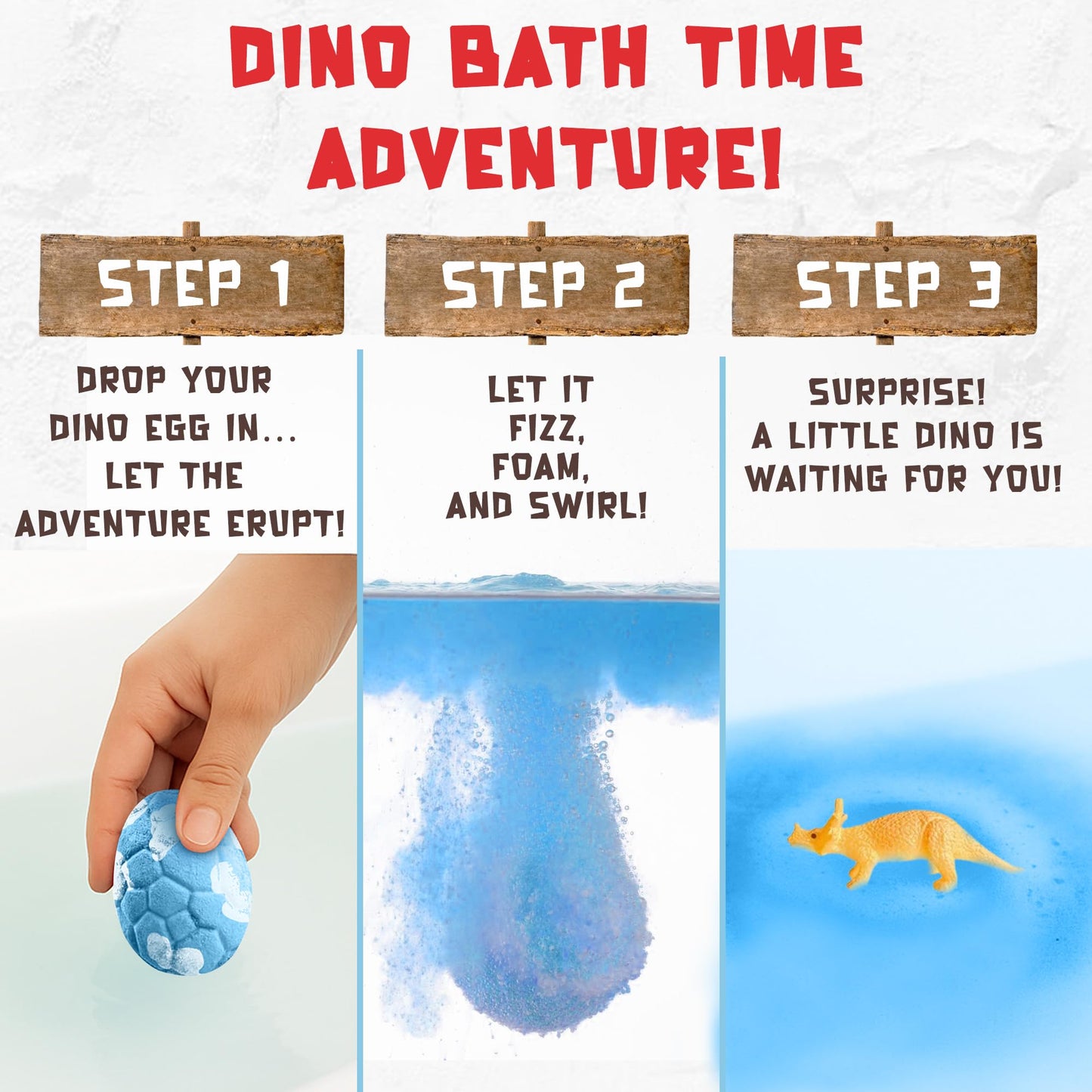 Quack Quack Moo All Natural Dinosaur Bath Bombs for Kids – 12 Pack with Toys Inside