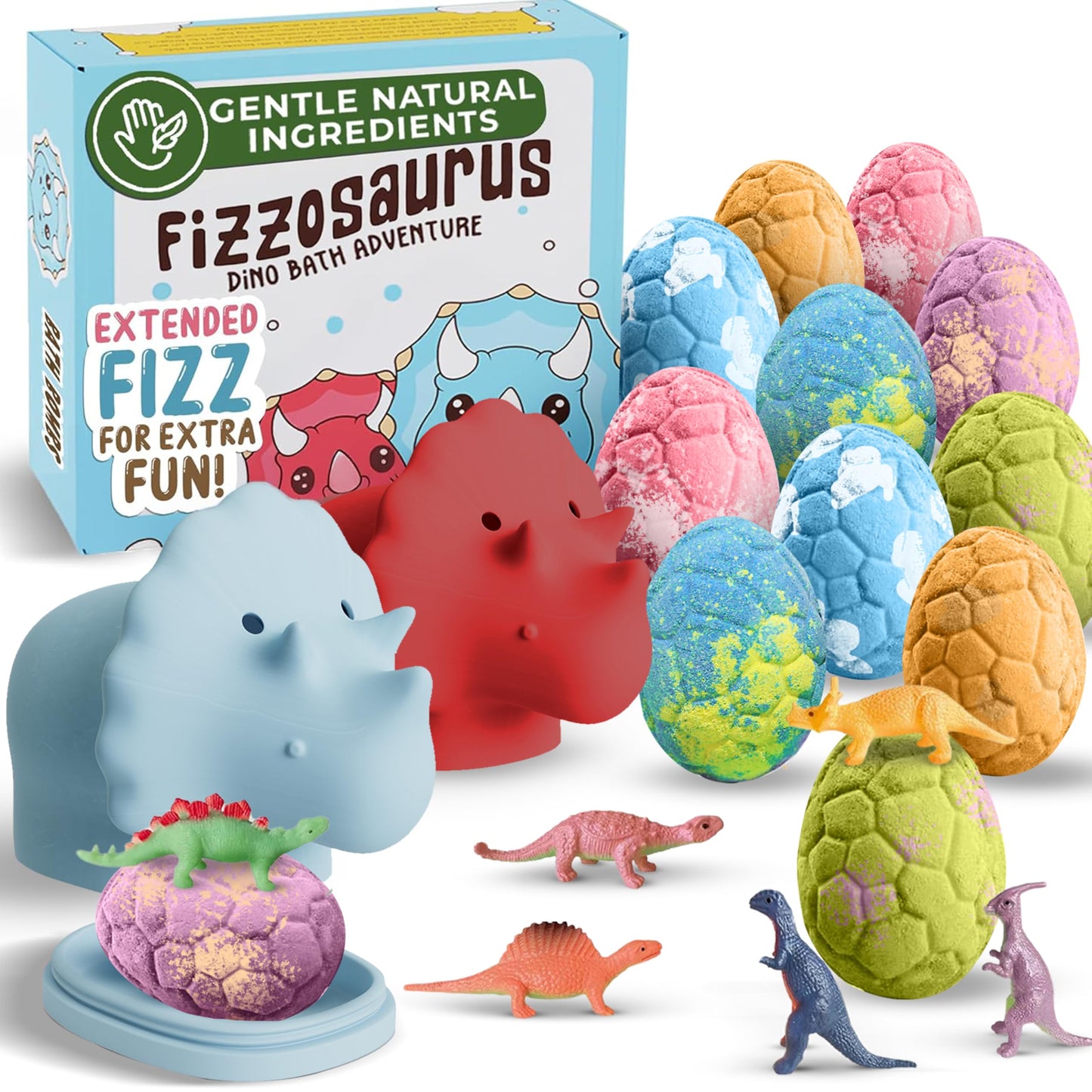 Quack Quack Moo All Natural Dino Bath Bombs for Kids – 12-Pack with Toys Inside