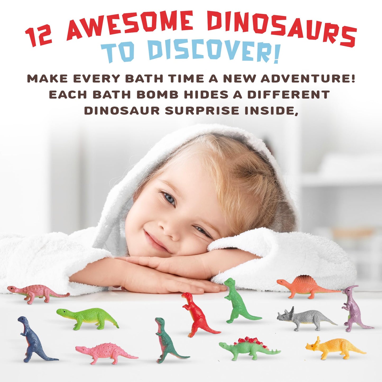 Quack Quack Moo All Natural Dinosaur Bath Bombs for Kids – 12 Pack with Toys Inside