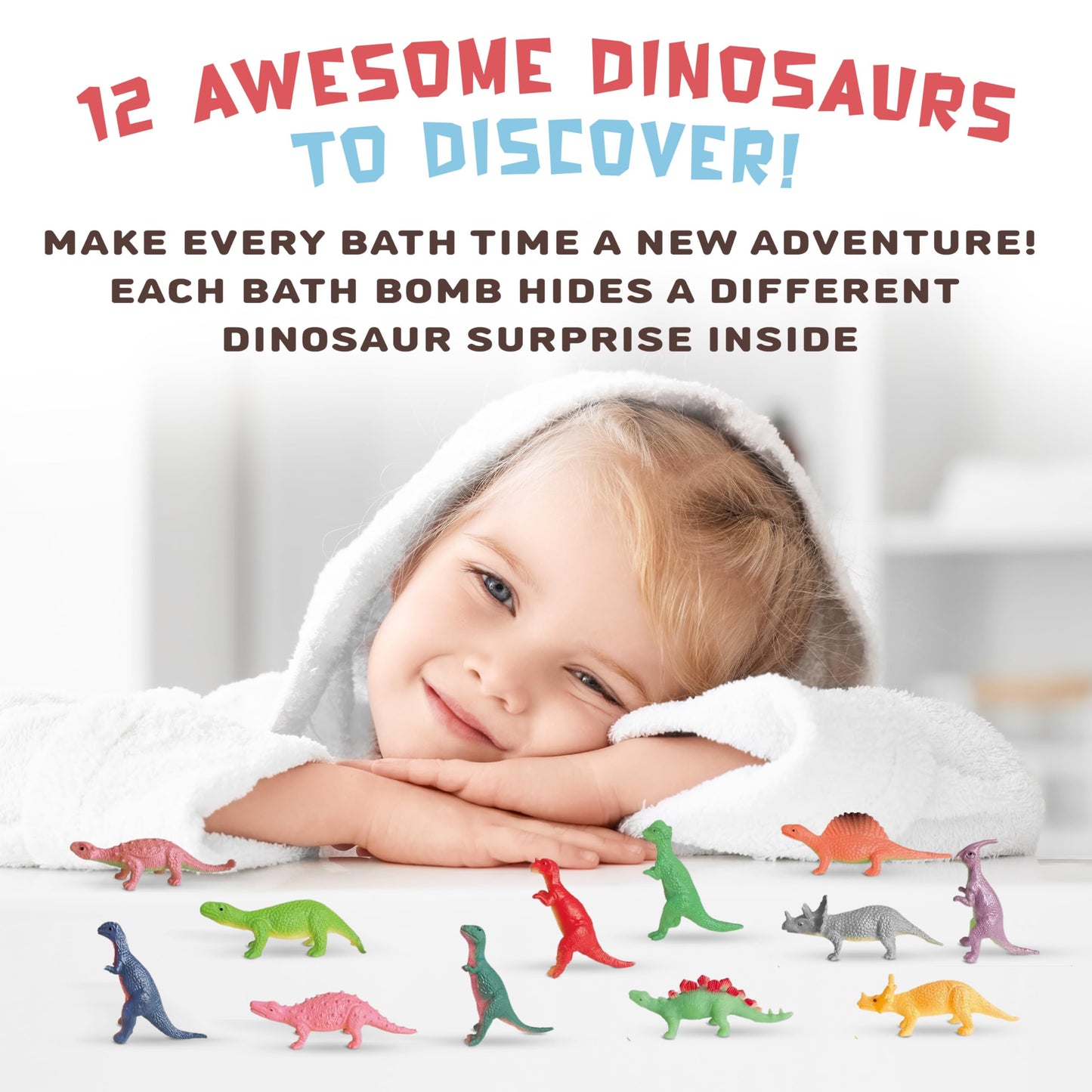 Quack Quack Moo All Natural Dino Bath Bombs for Kids – 12-Pack with Toys Inside