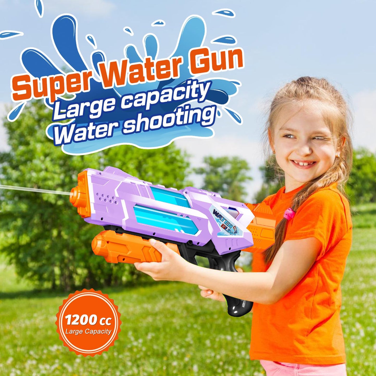 Quanquer Super Water Guns for Adults - 2 Pack 1200cc Blasters with Excellent Range