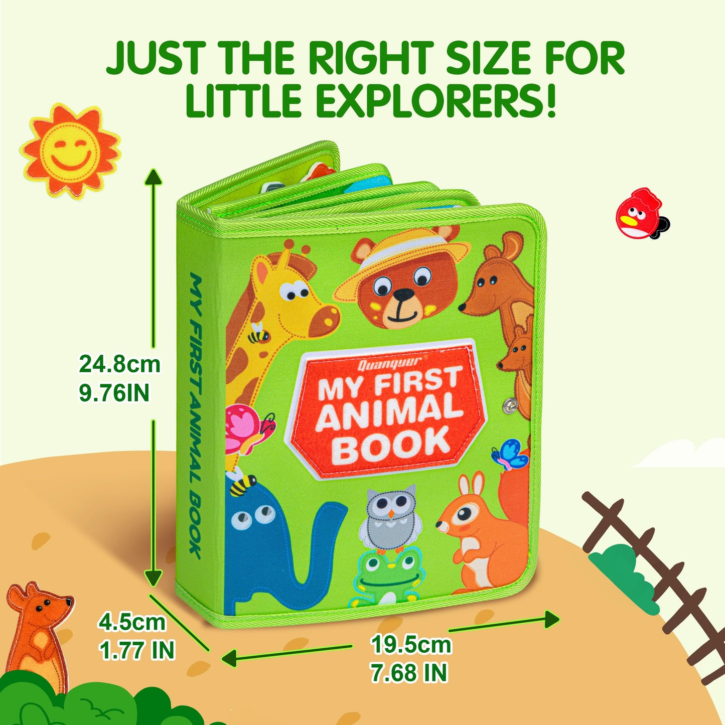Quanquer Animal Busy Book for Toddlers 1-3 | Montessori Style Travel Toy, Screen-Free Learning, Gift Idea