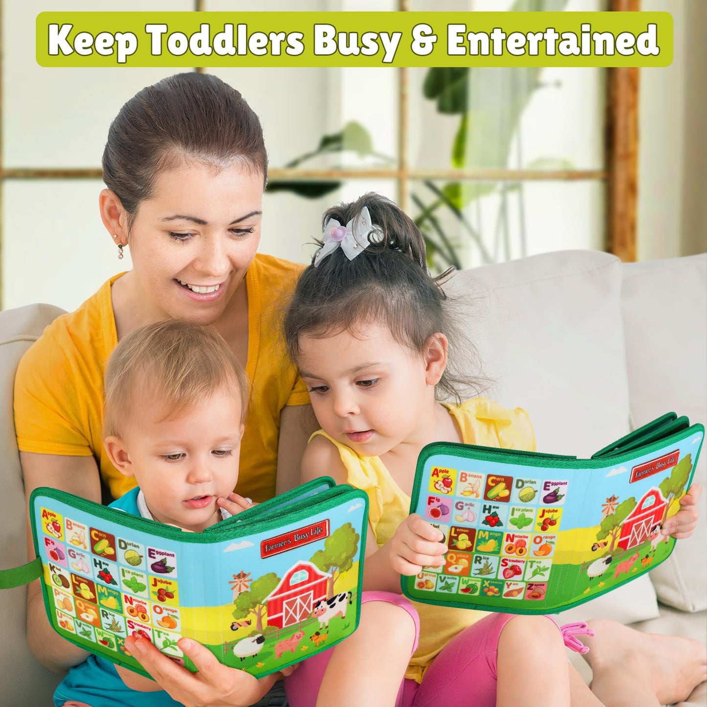 Quanquer Toddler Busy Board – Farm Montessori 18-in-1 Educational Toy for Ages 1-4