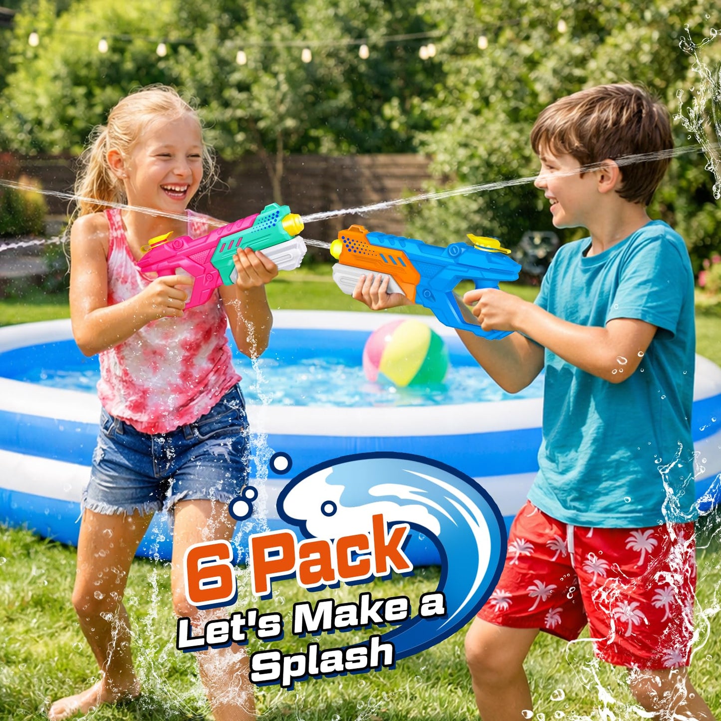 Quanquer 600cc Water Guns – 6 Pack for Kids & Adults, Long-Range Pump Action