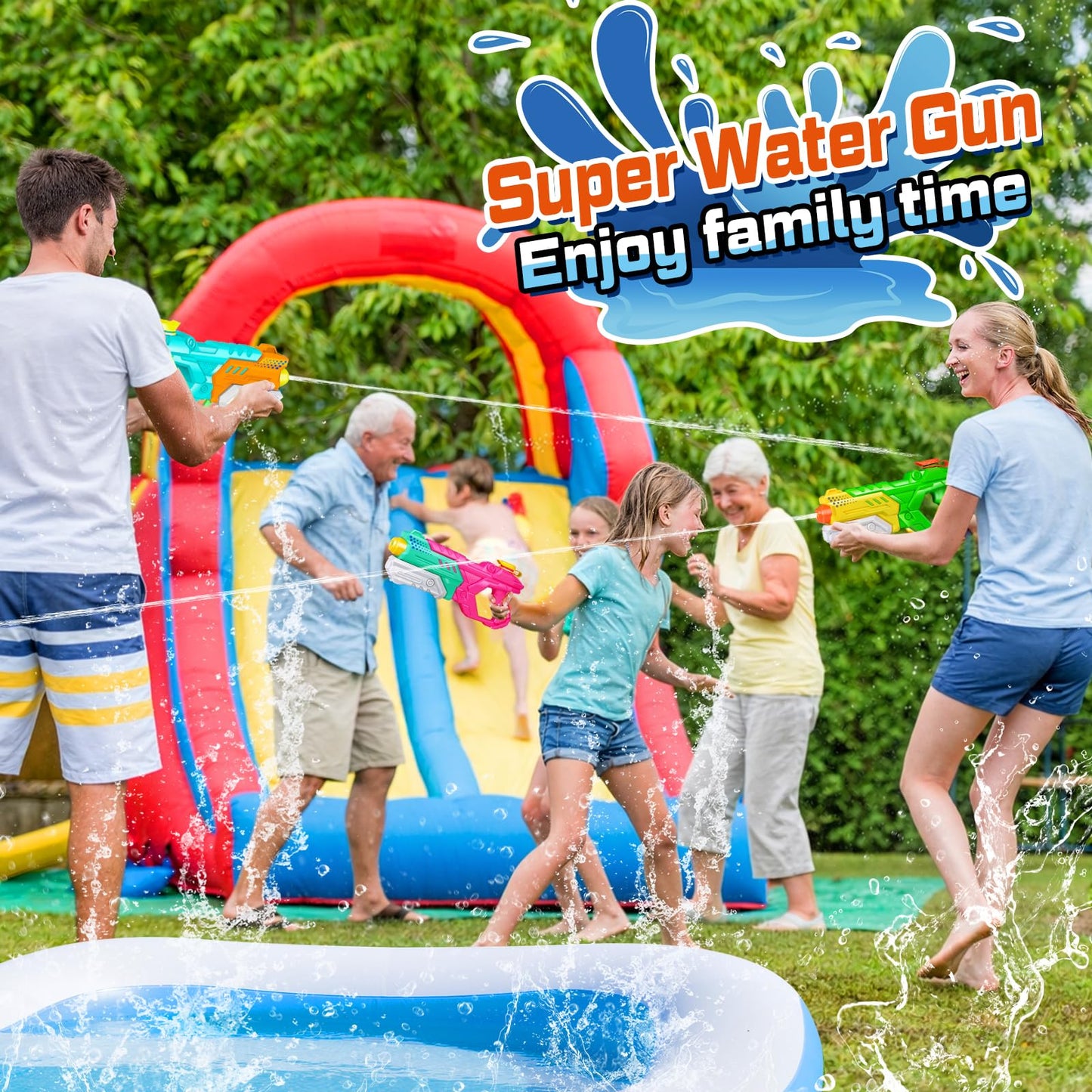 Quanquer 600cc Water Guns – 6 Pack for Kids & Adults, Long-Range Pump Action