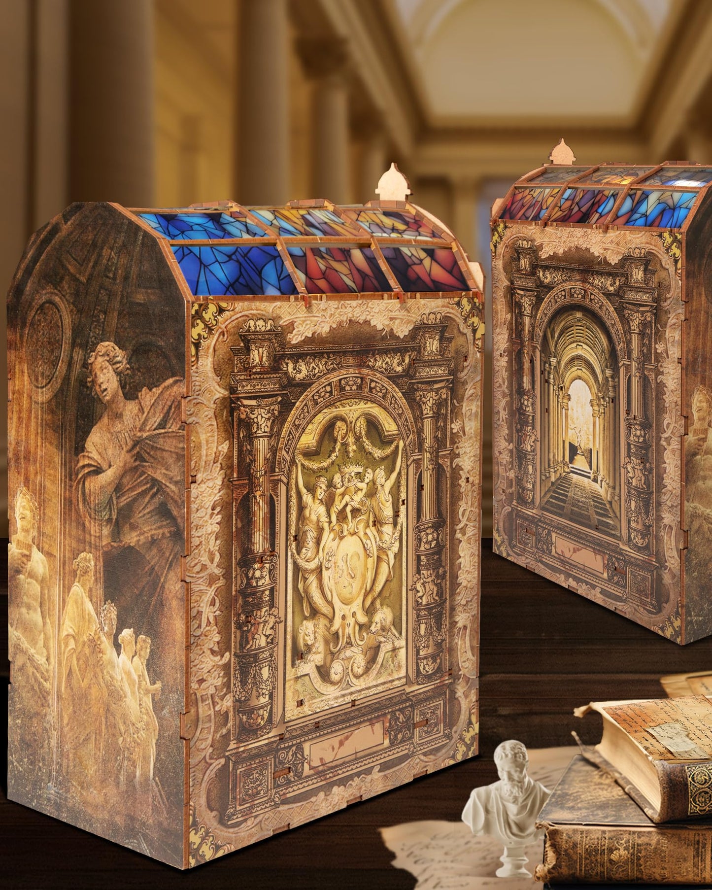 Quanquer DIY Book Nook Kit — 3D Wooden Dollhouse with LED Light for Adults | Bookshelf Decor