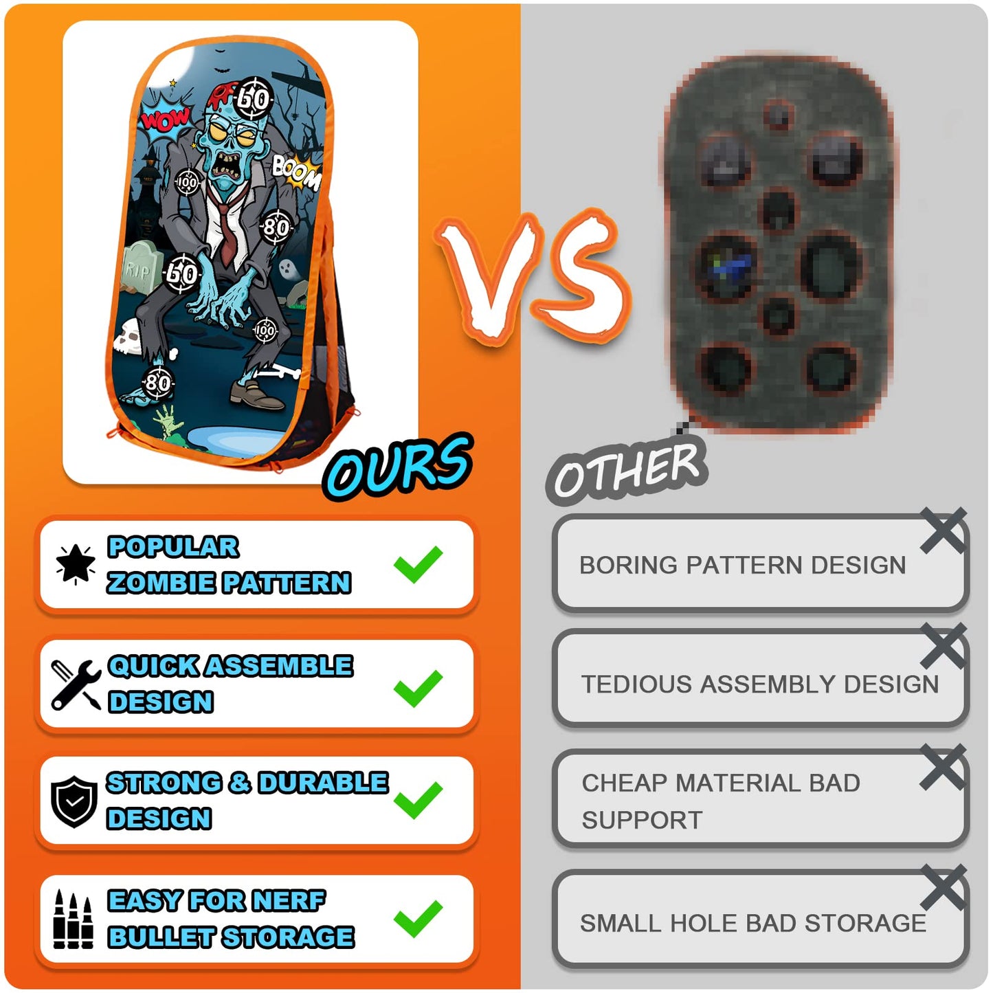 Quanquer Shooting Targets for Foam Blaster Games — Nerf Gun Compatible Indoor & Outdoor Practice