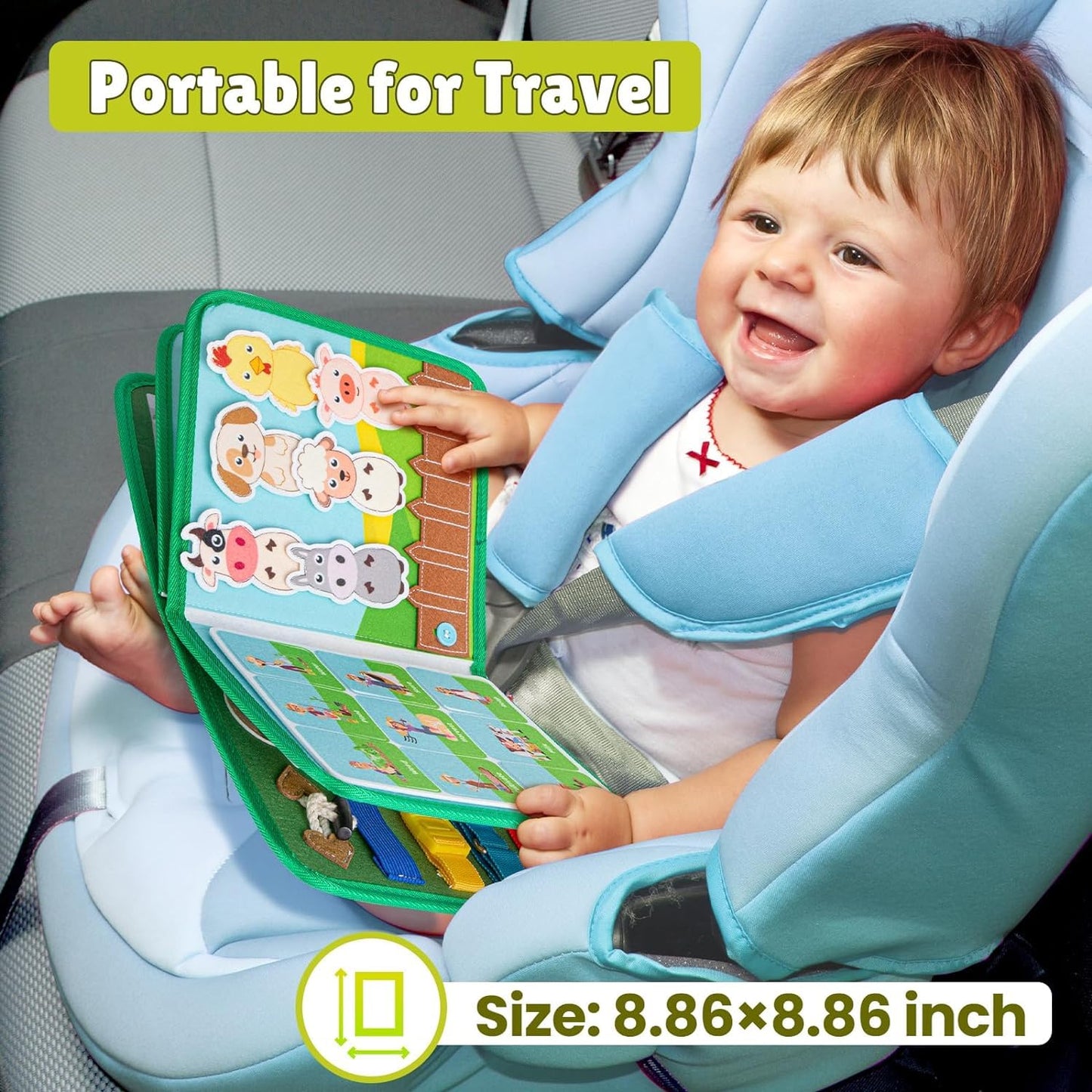 Quanquer Toddler Busy Board – Farm Montessori 18-in-1 Educational Toy for Ages 1-4