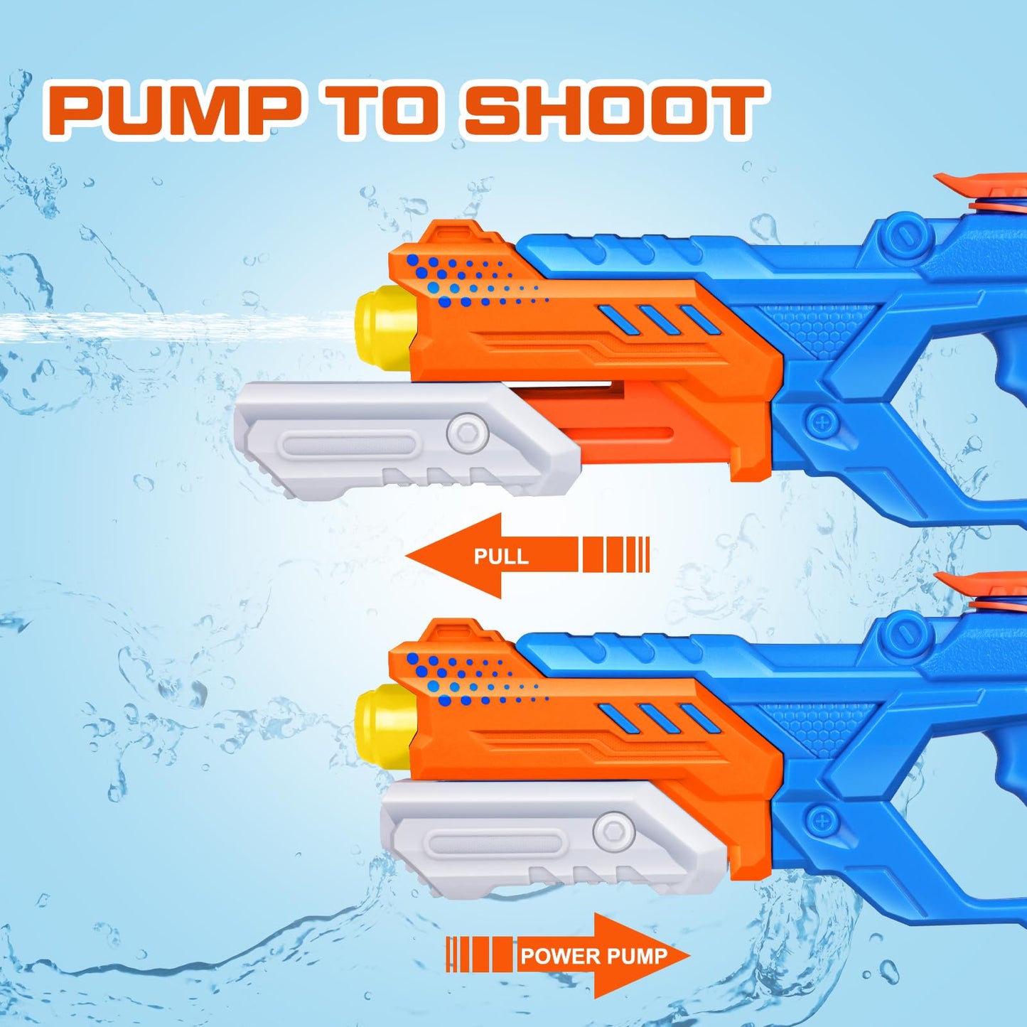 Quanquer 600cc Water Guns – 6 Pack for Kids & Adults, Long-Range Pump Action