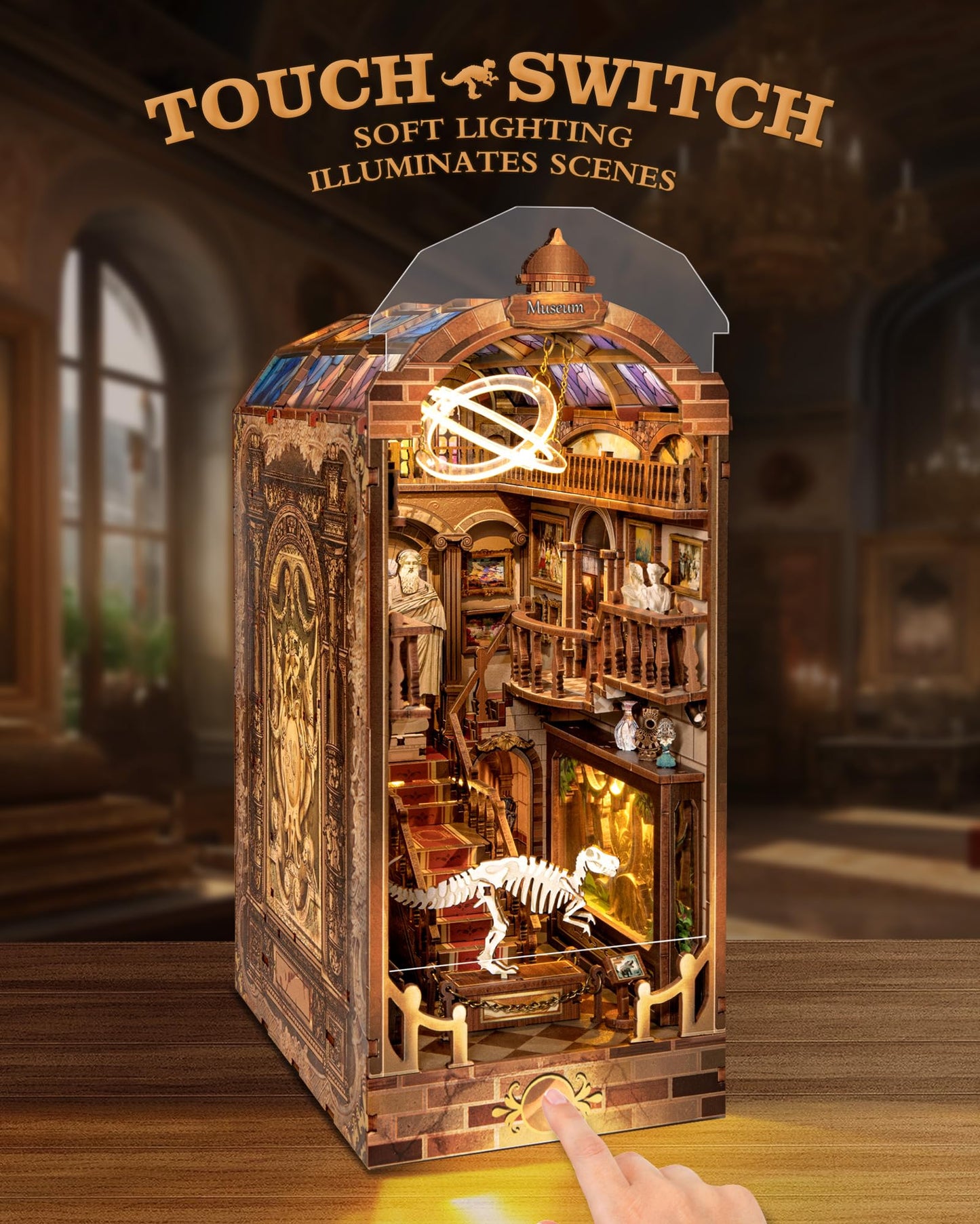 Quanquer DIY Book Nook Kit — 3D Wooden Dollhouse with LED Light for Adults | Bookshelf Decor