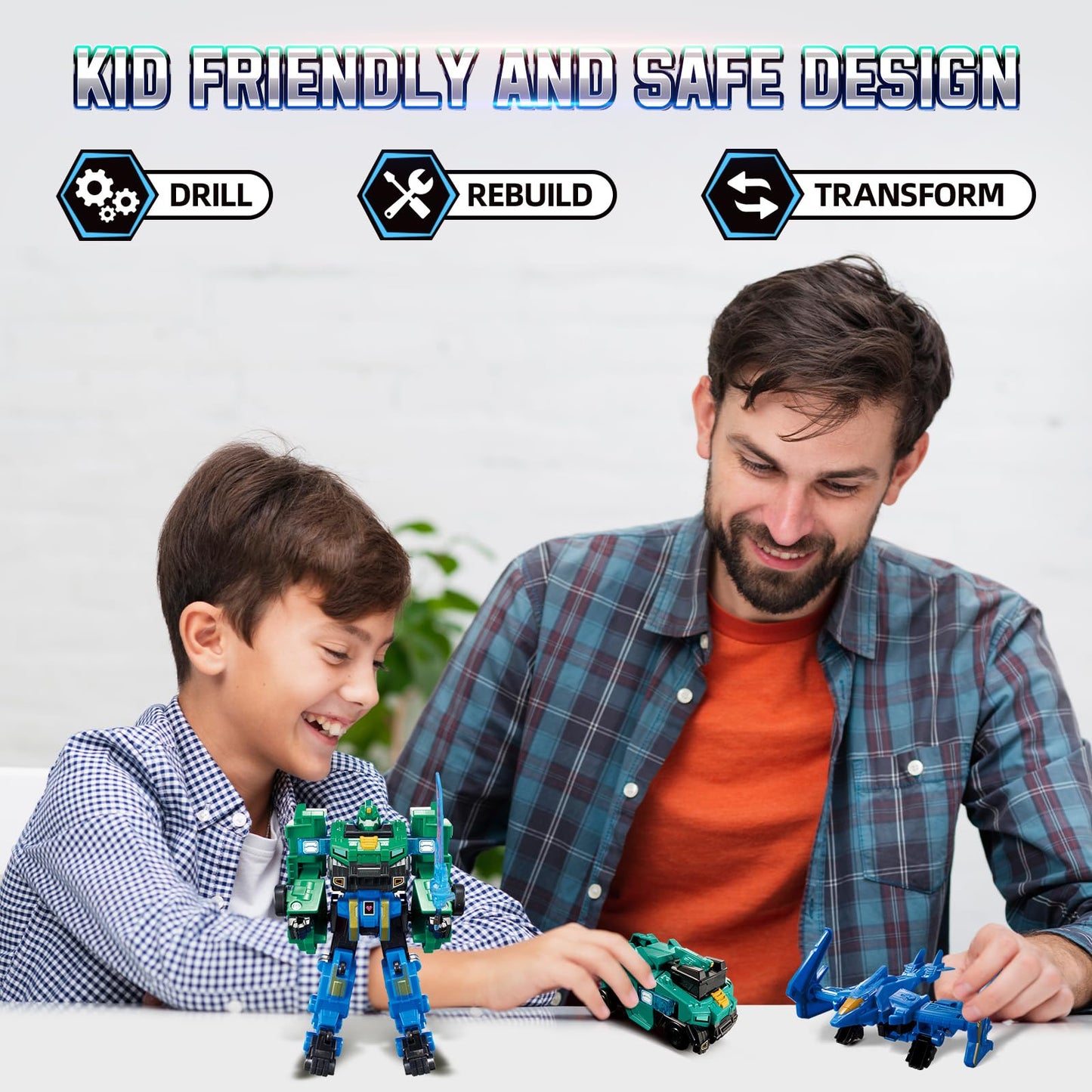 QUANTUM HEROES DINOSTER: 2-in-1 Stego Blast Wing Transforming Robot Toy, 7.28-inch Action Figure for Kids 5+, Green & Blue