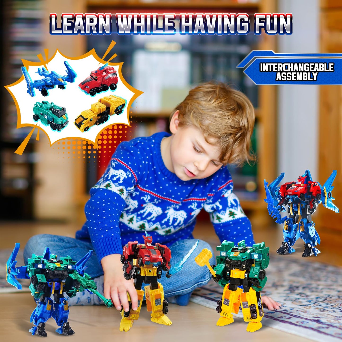 QUANTUM HEROES DINOSTER Raptor Tron: 2-in-1 Transforming Robot Toy, 7.48 in