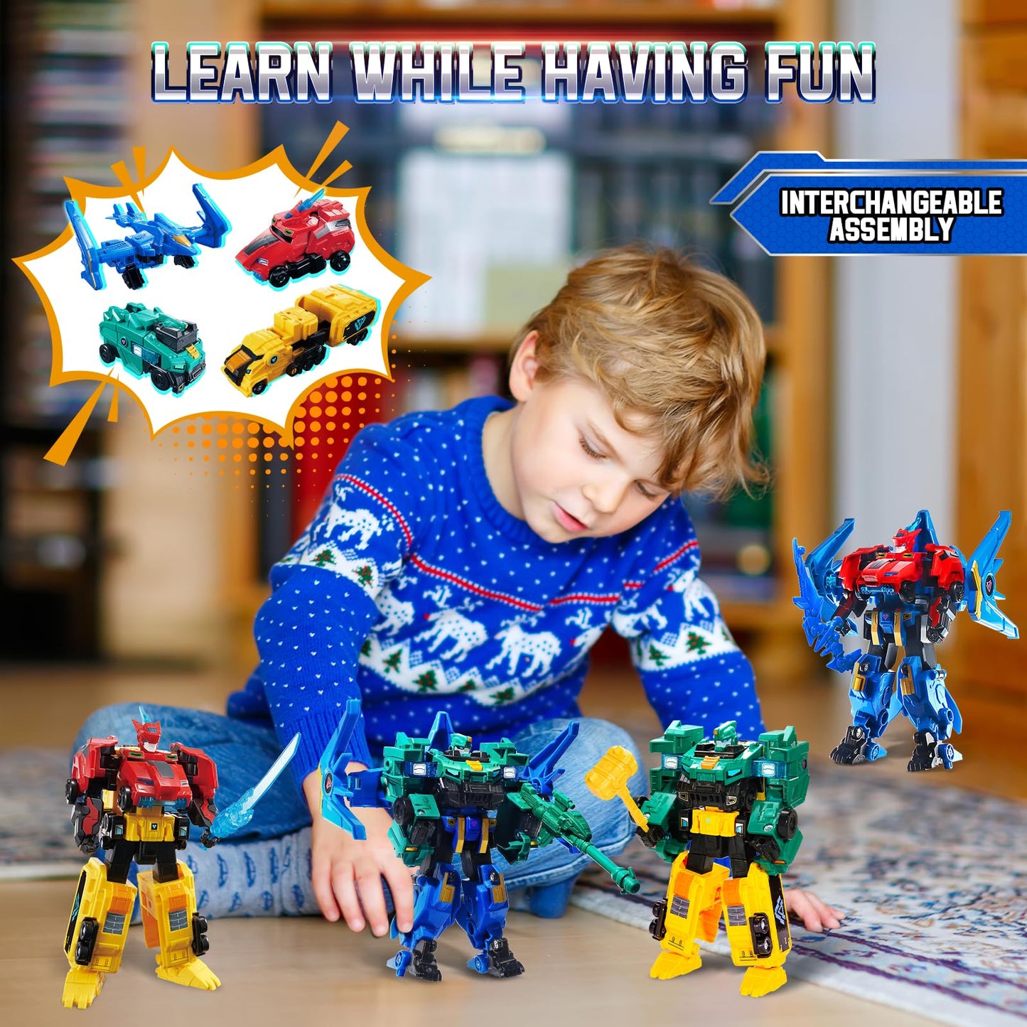 QUANTUM HEROES DINOSTER: 2-in-1 Stego Blast Wing Transforming Robot Toy, 7.28-inch Action Figure for Kids 5+, Green & Blue