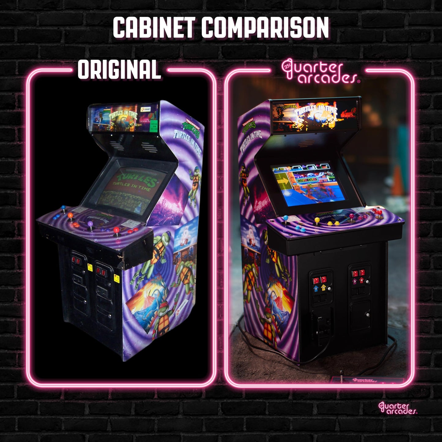 Quarter Arcades TMNT Turtles in Time Collector's Edition Mini Arcade — 1/4 Scale, Original ROM, Rechargeable Battery & 3W Speakers