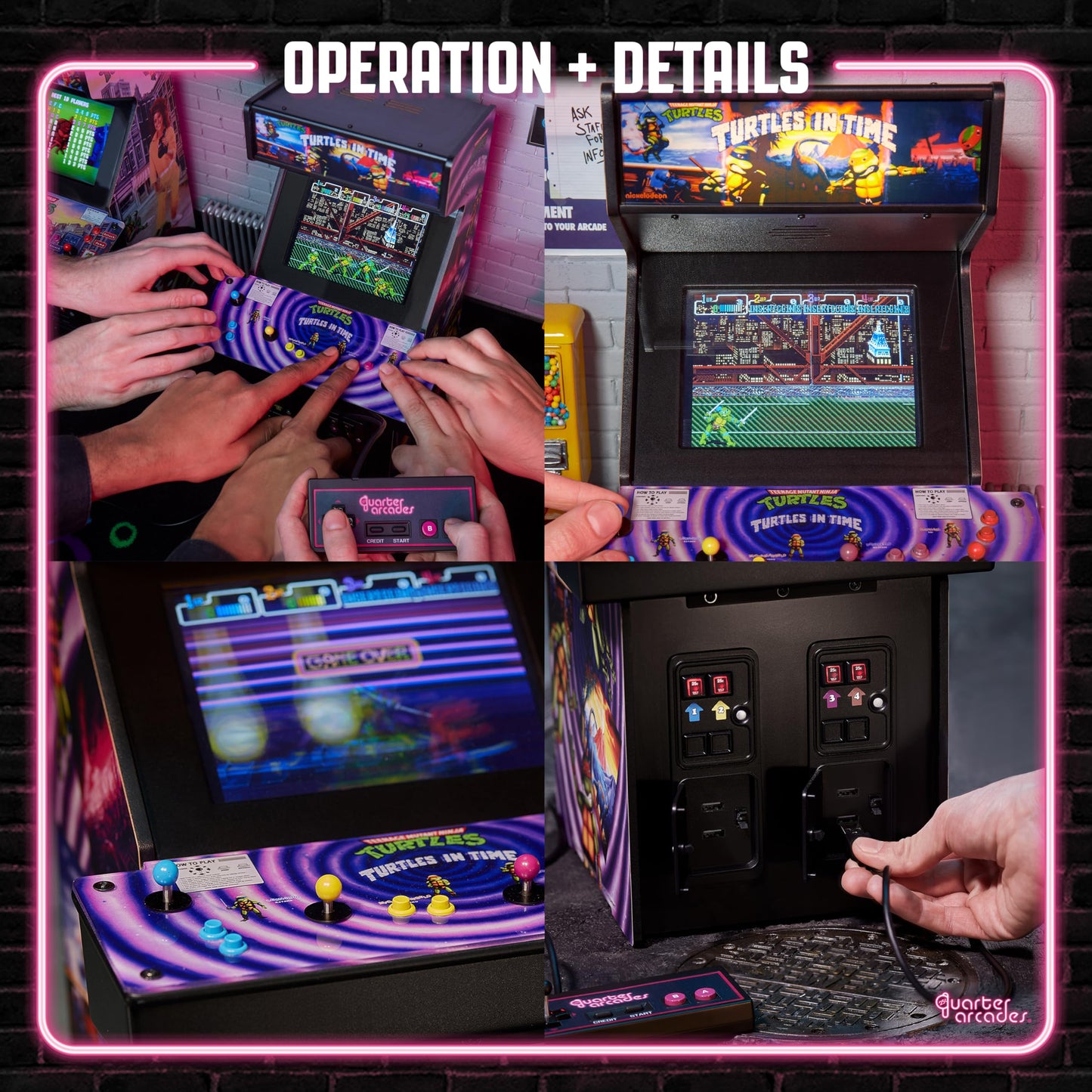 Quarter Arcades TMNT Turtles in Time Collector's Edition Mini Arcade — 1/4 Scale, Original ROM, Rechargeable Battery & 3W Speakers
