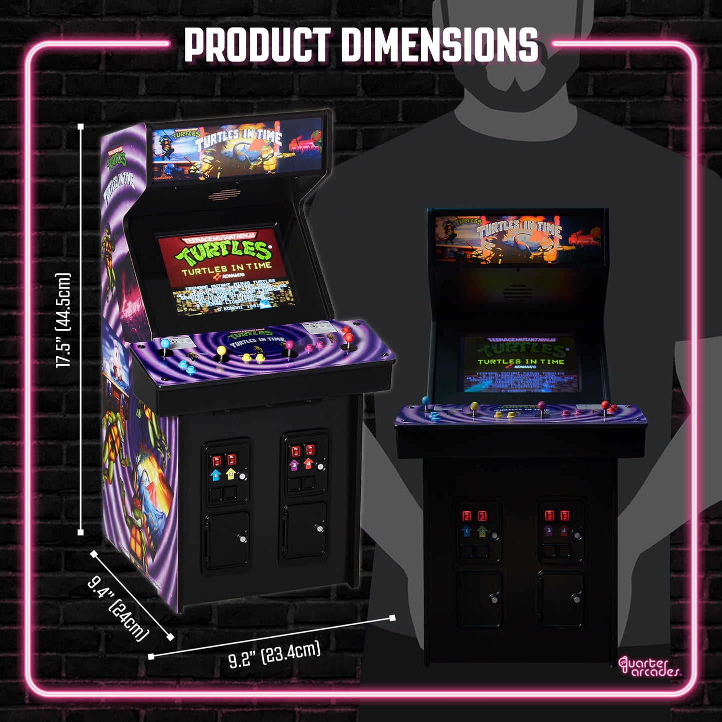 Quarter Arcades TMNT Turtles in Time Collector's Edition Mini Arcade — 1/4 Scale, Original ROM, Rechargeable Battery & 3W Speakers