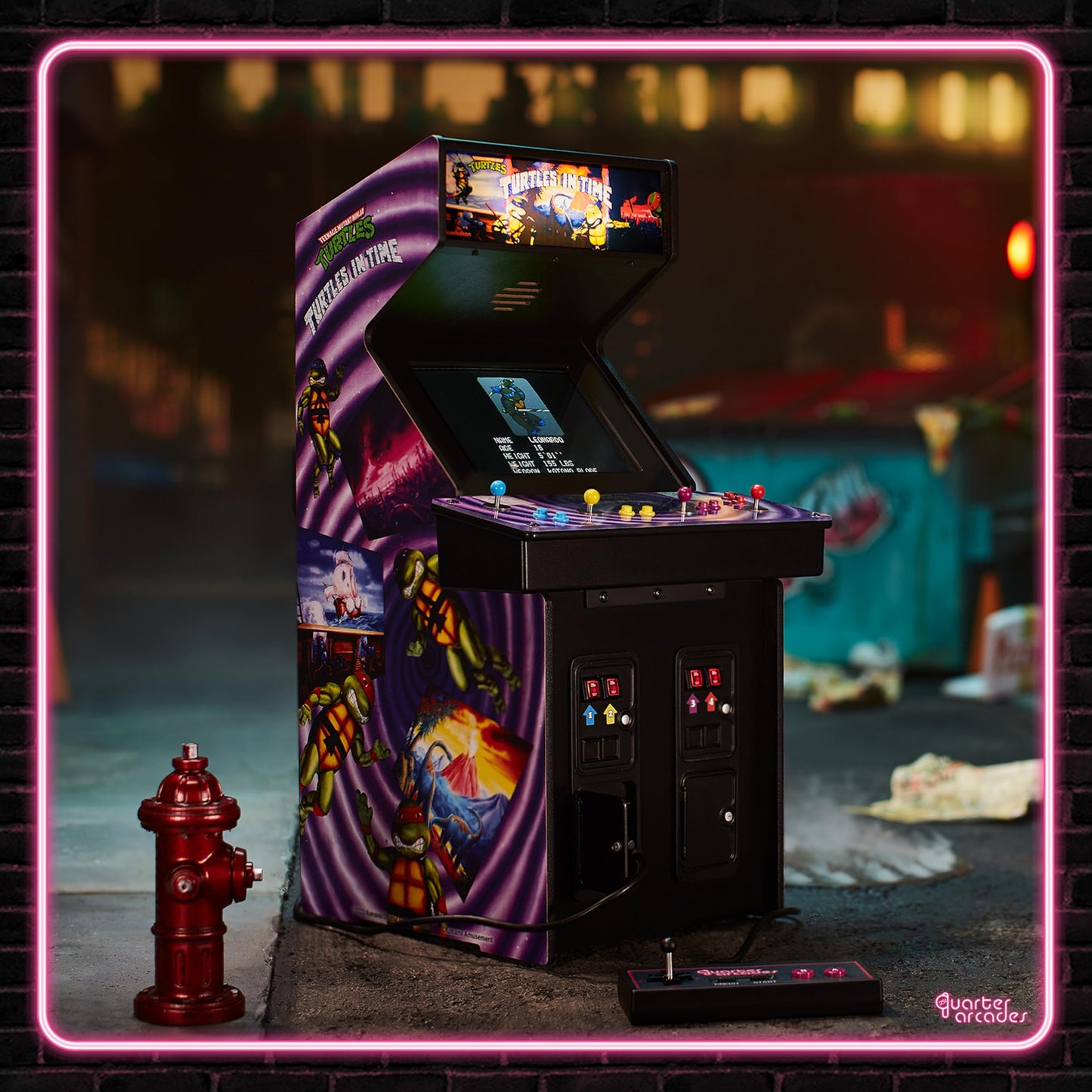 Quarter Arcades TMNT Turtles in Time Collector's Edition Mini Arcade — 1/4 Scale, Original ROM, Rechargeable Battery & 3W Speakers