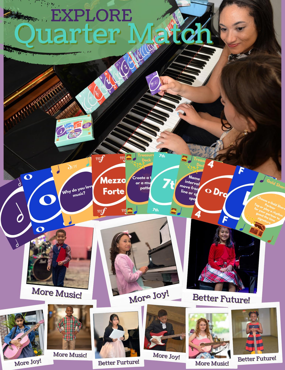 Quarter Match: Interactive Music Theory Card Game – 142 Cards for Piano, Voice, Guitar & More