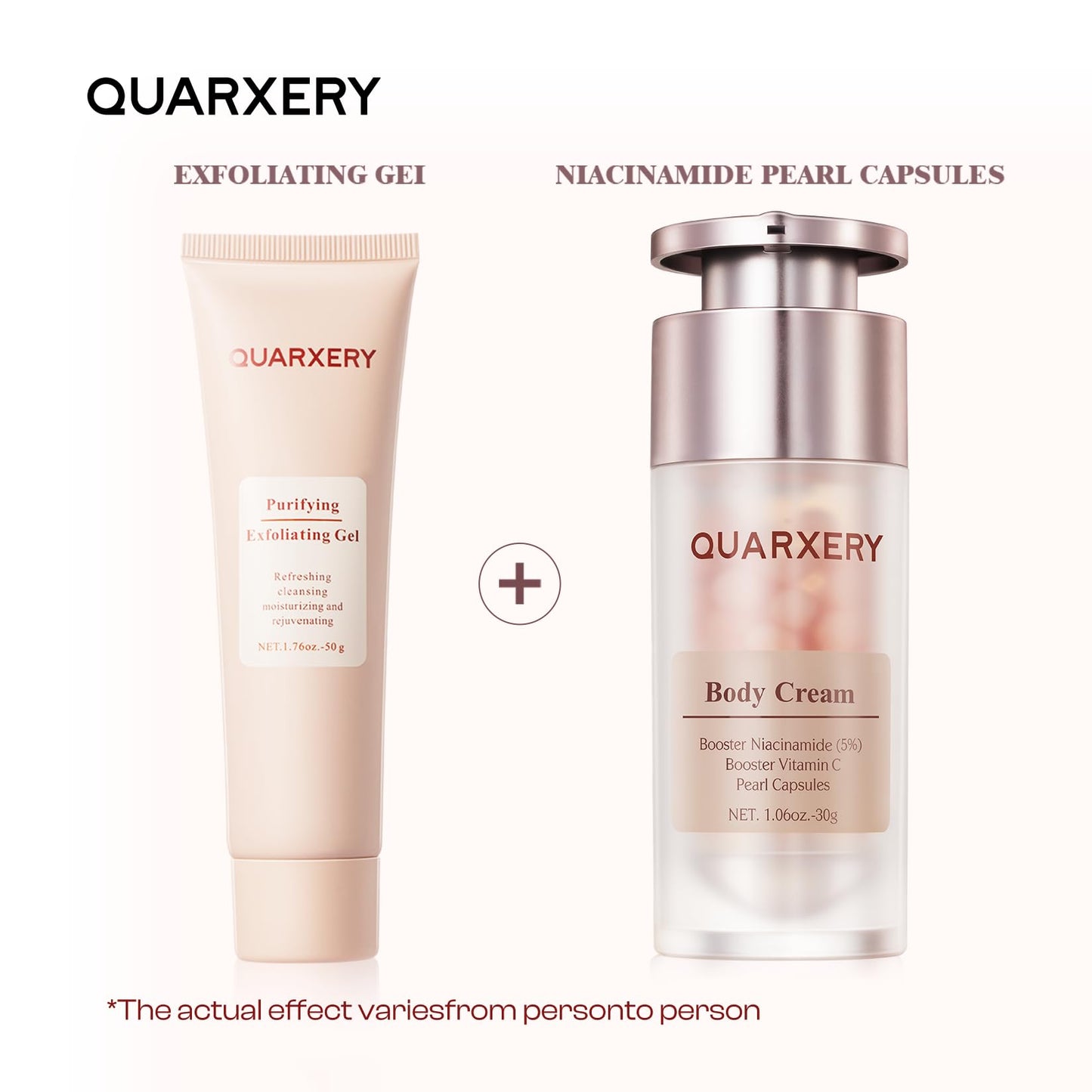 QUARXERY Exfoliating Care Set: 5% Niacinamide Body Cream + Purifying Peeling Gel