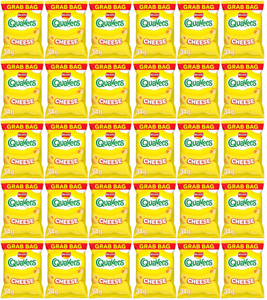 30 x Walkers Quavers Cheese Snacks Crisps 34G