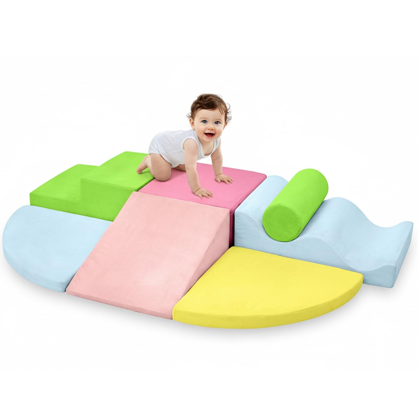 QUCHI Climbing Toys for Toddlers – 7-Piece Soft Foam Blocks for Indoor Play