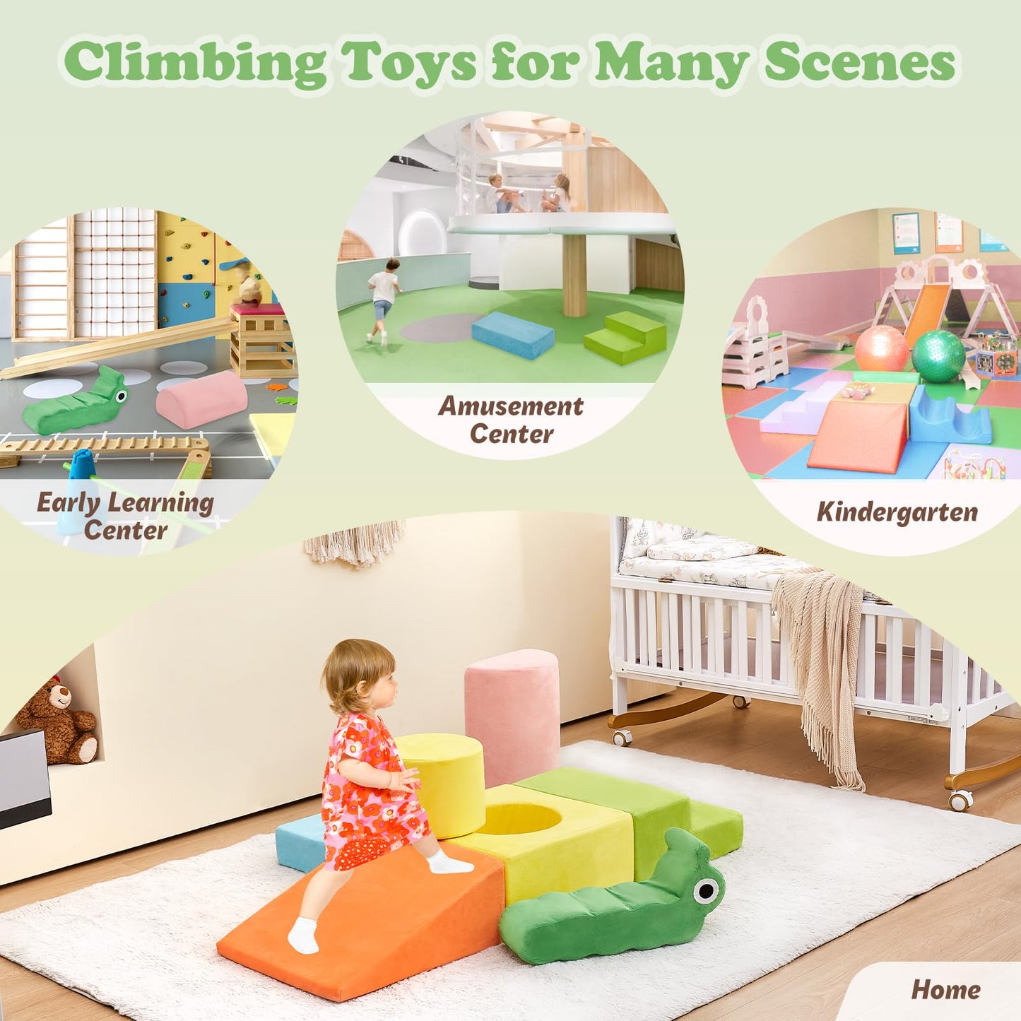 QUCHI 7-Piece Soft Foam Climbing Blocks for Toddlers 1-3 | Indoor Climber & Play Gym