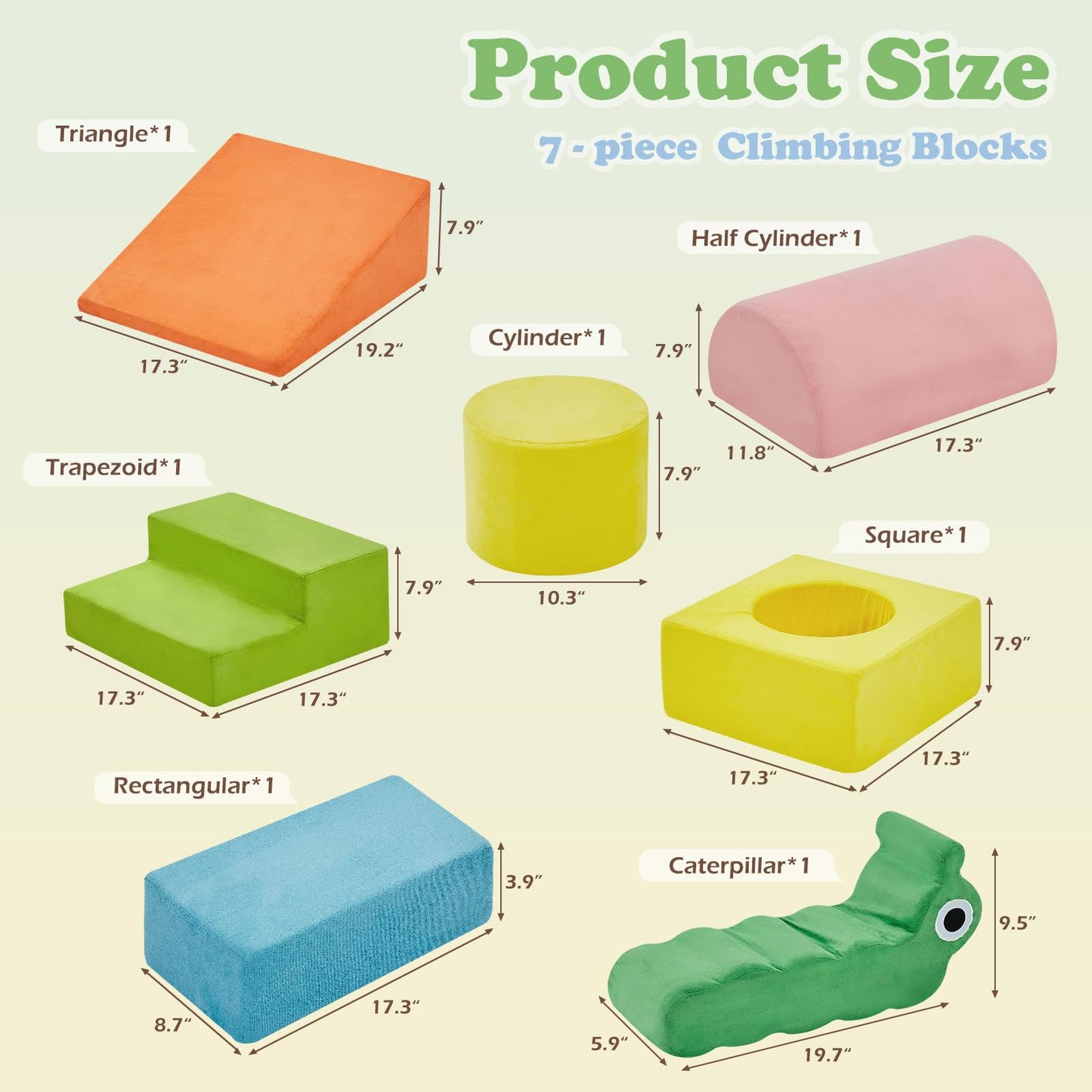 QUCHI 7-Piece Soft Foam Climbing Blocks for Toddlers 1-3 | Indoor Climber & Play Gym