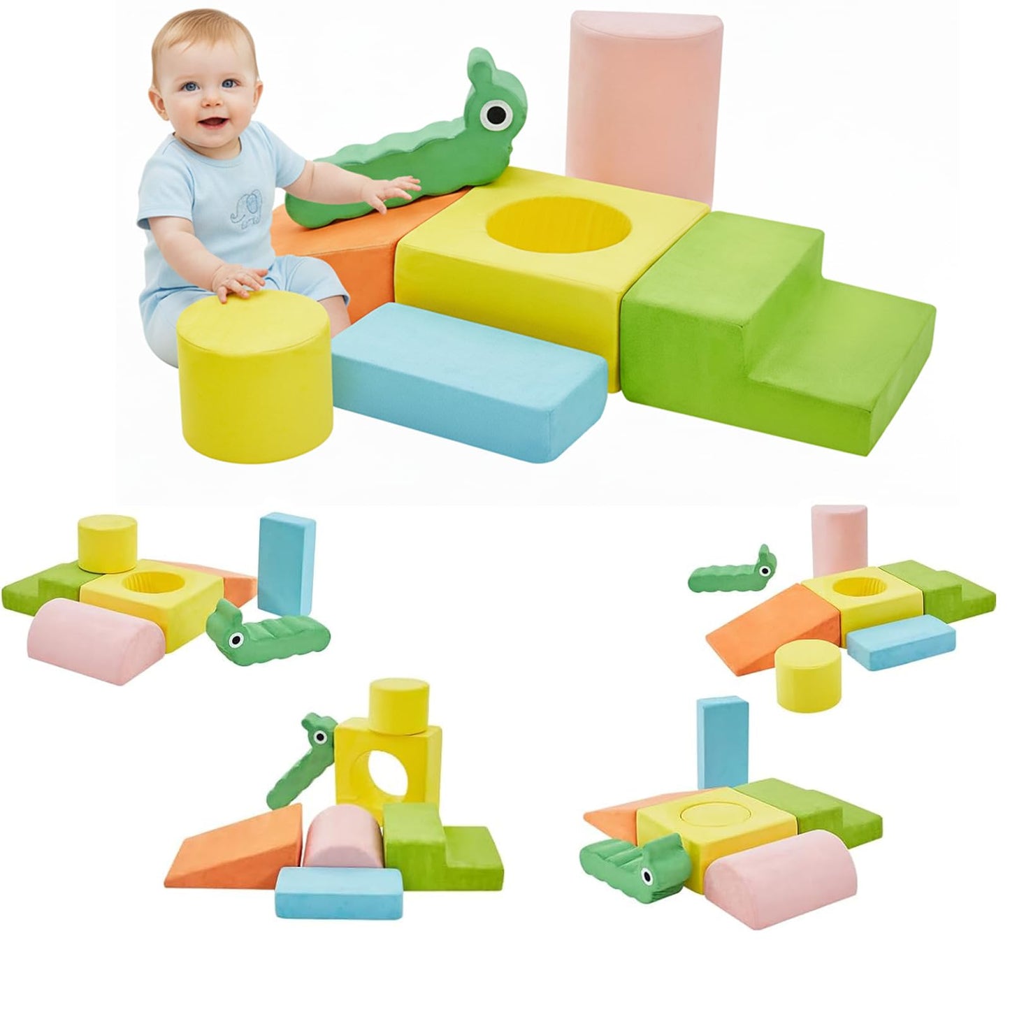 QUCHI 7-Piece Soft Foam Climbing Blocks for Toddlers 1-3 | Indoor Climber & Play Gym