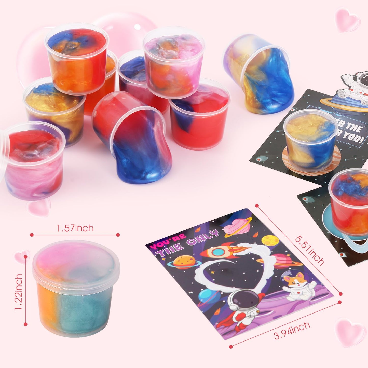 Qudoustar 28-Pack Valentines Cards with Galaxy Slime – Space Theme
