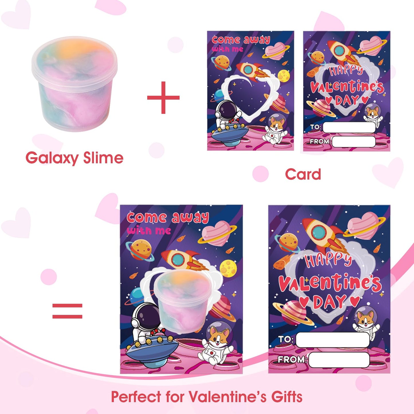 Qudoustar 28-Pack Valentines Cards with Galaxy Slime – Space Theme