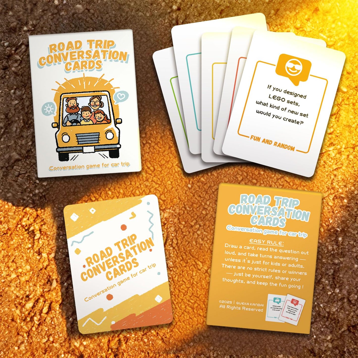 QUEKA KANBAI Road Trip Conversation Cards – Family Car Game for All Ages