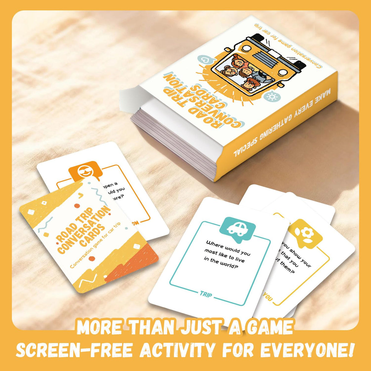 QUEKA KANBAI Road Trip Conversation Cards – Family Car Game for All Ages