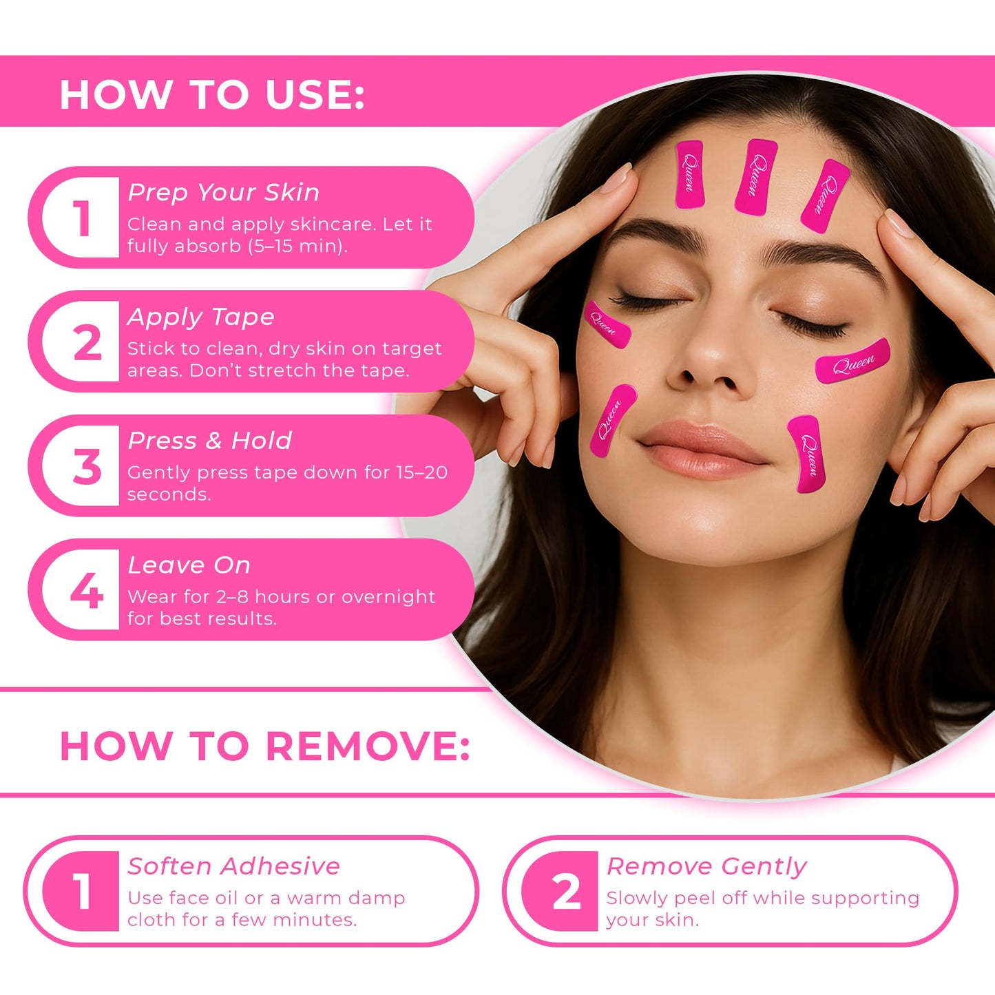 Queen Face Lift & Wrinkle Smoothing Tape | Skin Lifting Strips for Smoother Contours