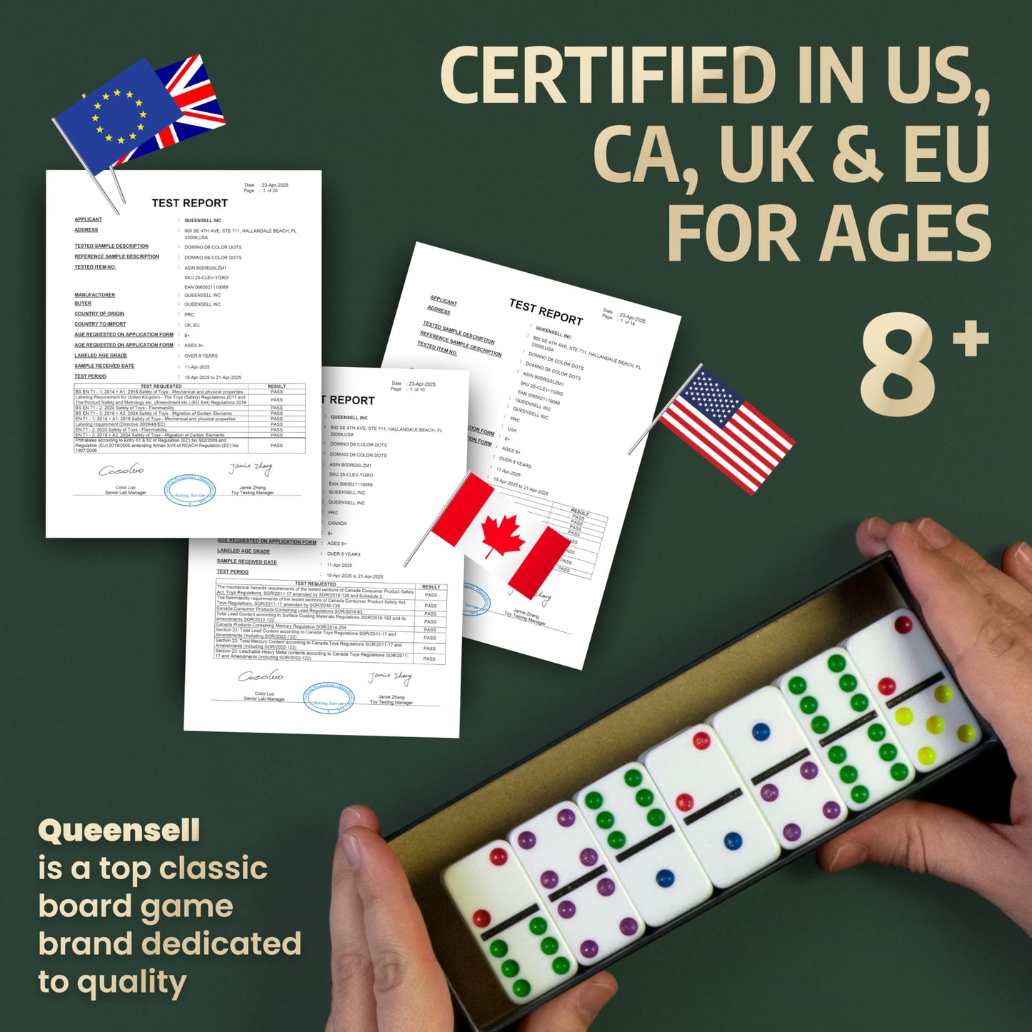 Queensell Dominoes Set – Double Six 28 Tiles for Adults & Kids