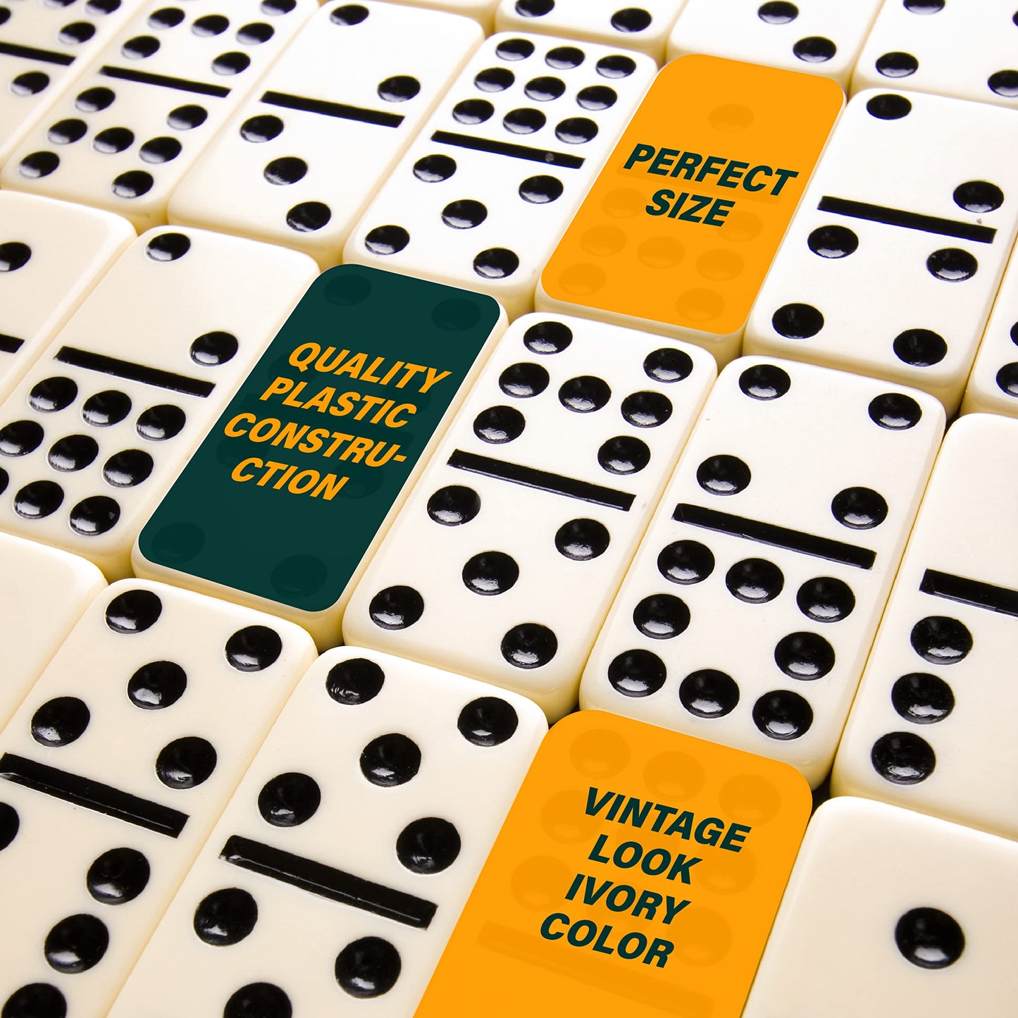 Queensell Dominoes Double Nine - 55-Tile Family Domino Set with Wood Case