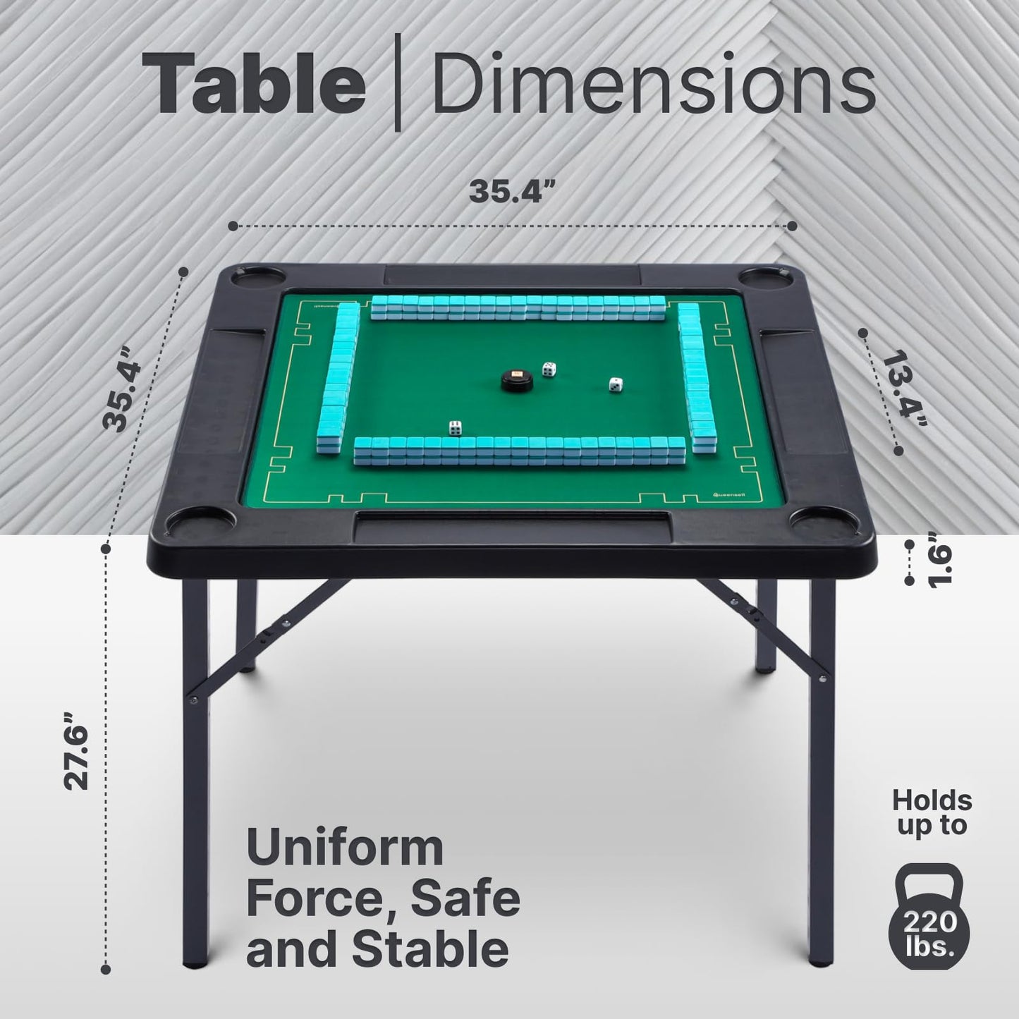 Queensell Folding Game Table with Double-Sided Mat — 35 x 35 Inches, Portable with Storage Bag