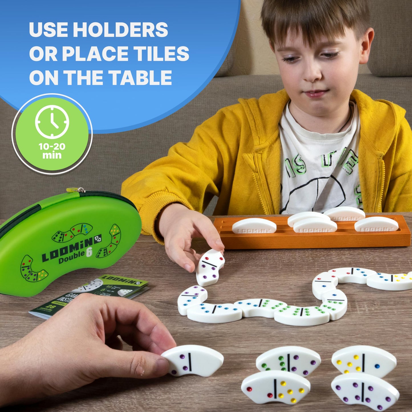 Queensell Loomino: Curved Dominoes for Family Play – Modern Dominoes Game