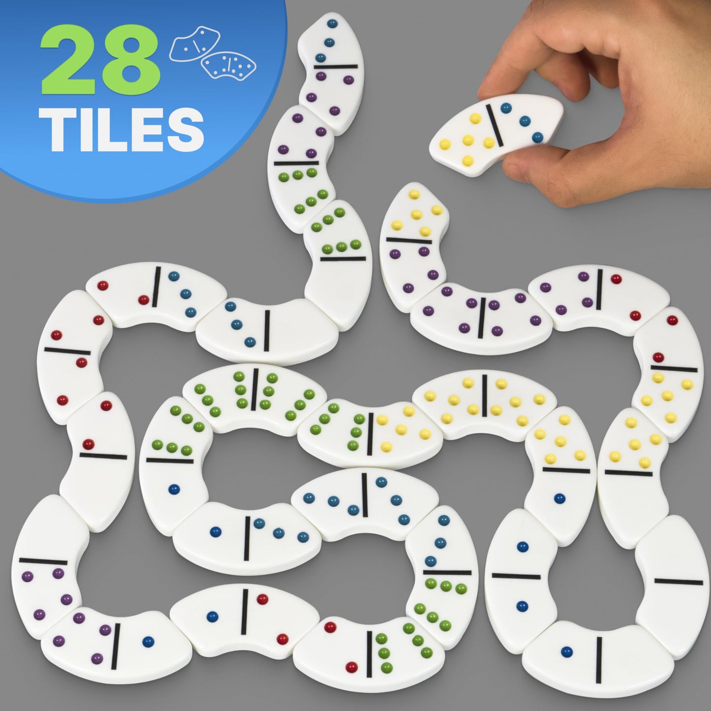 Queensell Loomino: Curved Dominoes for Family Play – Modern Dominoes Game