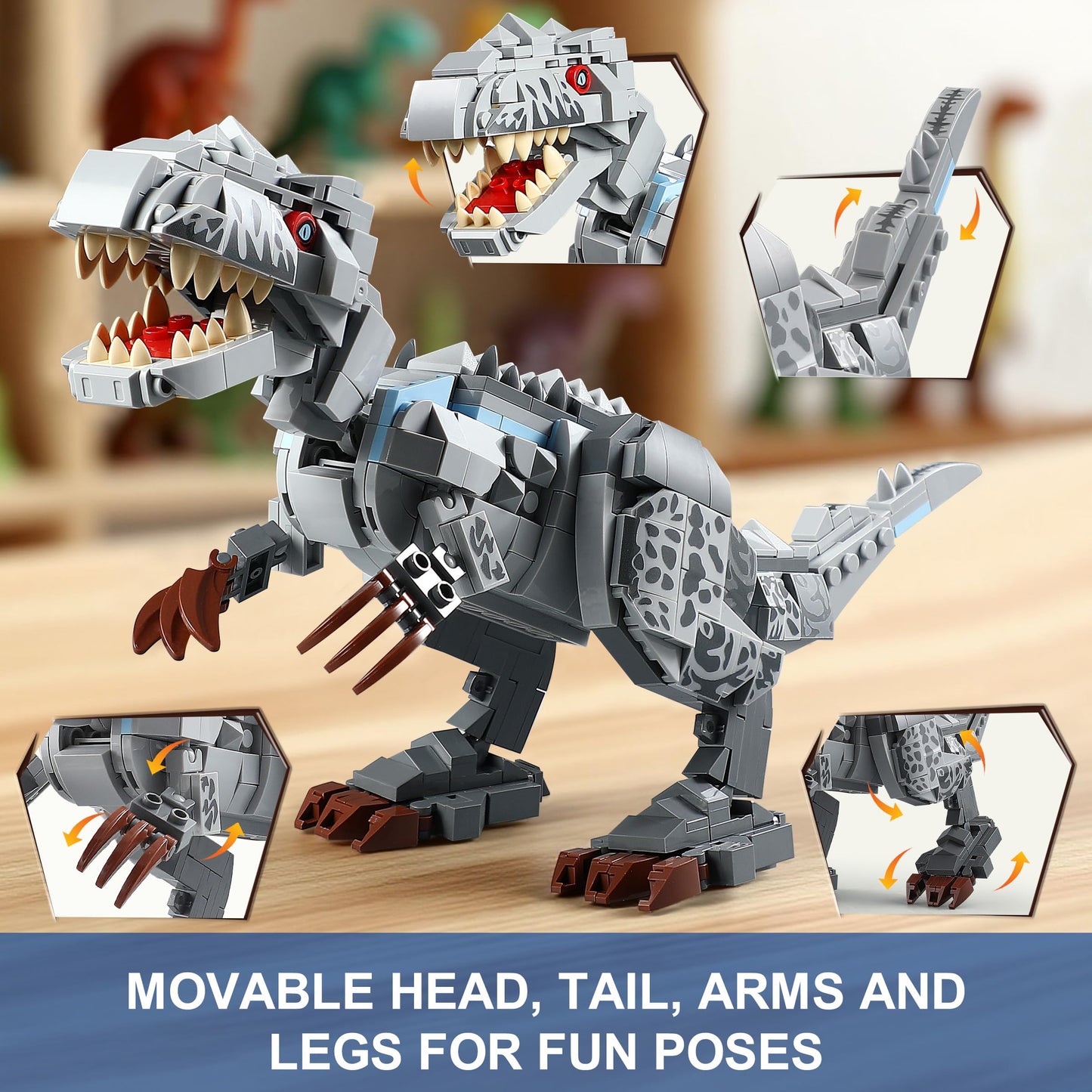QUENTINAG Dual Dinosaur Building Sets – Indominus Rex & Mosasaurus | STEM Toy for Kids 6-12