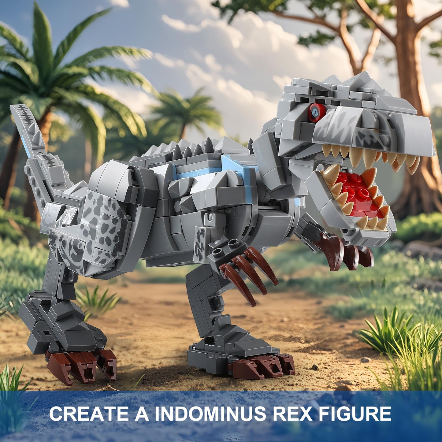 QUENTINAG Dual Dinosaur Building Sets – Indominus Rex & Mosasaurus | STEM Toy for Kids 6-12