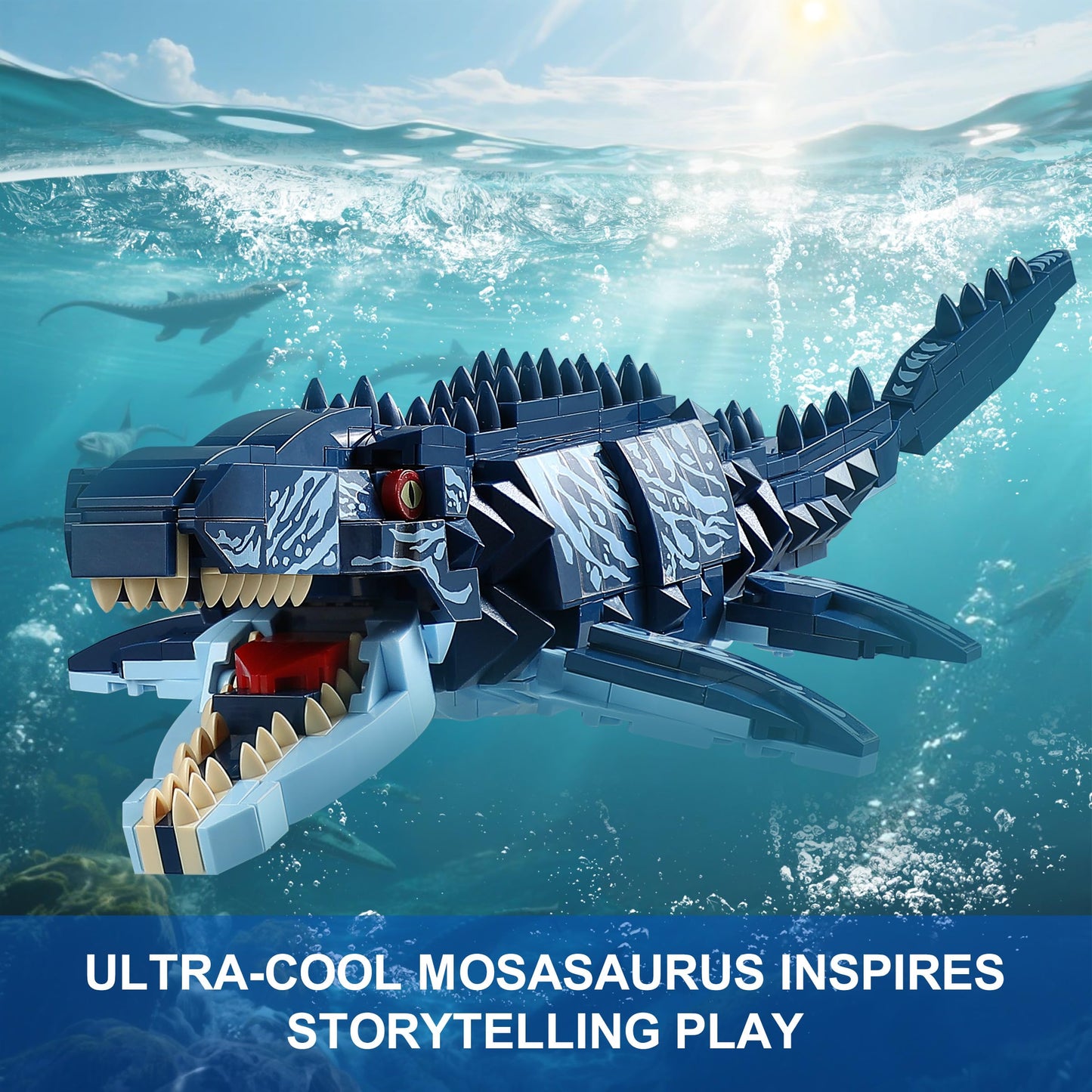 QUENTINAG Dual Dinosaur Building Sets – Indominus Rex & Mosasaurus | STEM Toy for Kids 6-12