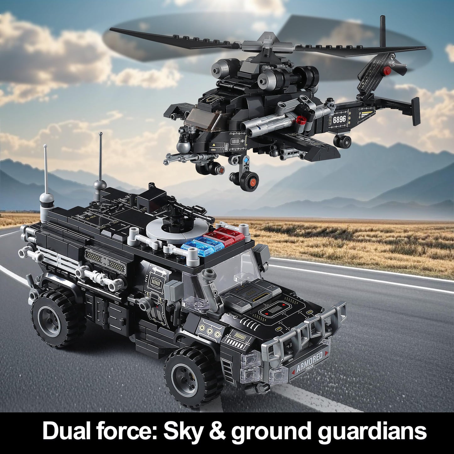 QUENTINAG SWAT Police Mech Building Sets — 926 Pieces, LEGO-Compatible, Transforming Truck & Helicopter to 2 Mechs (Ages 6-12)