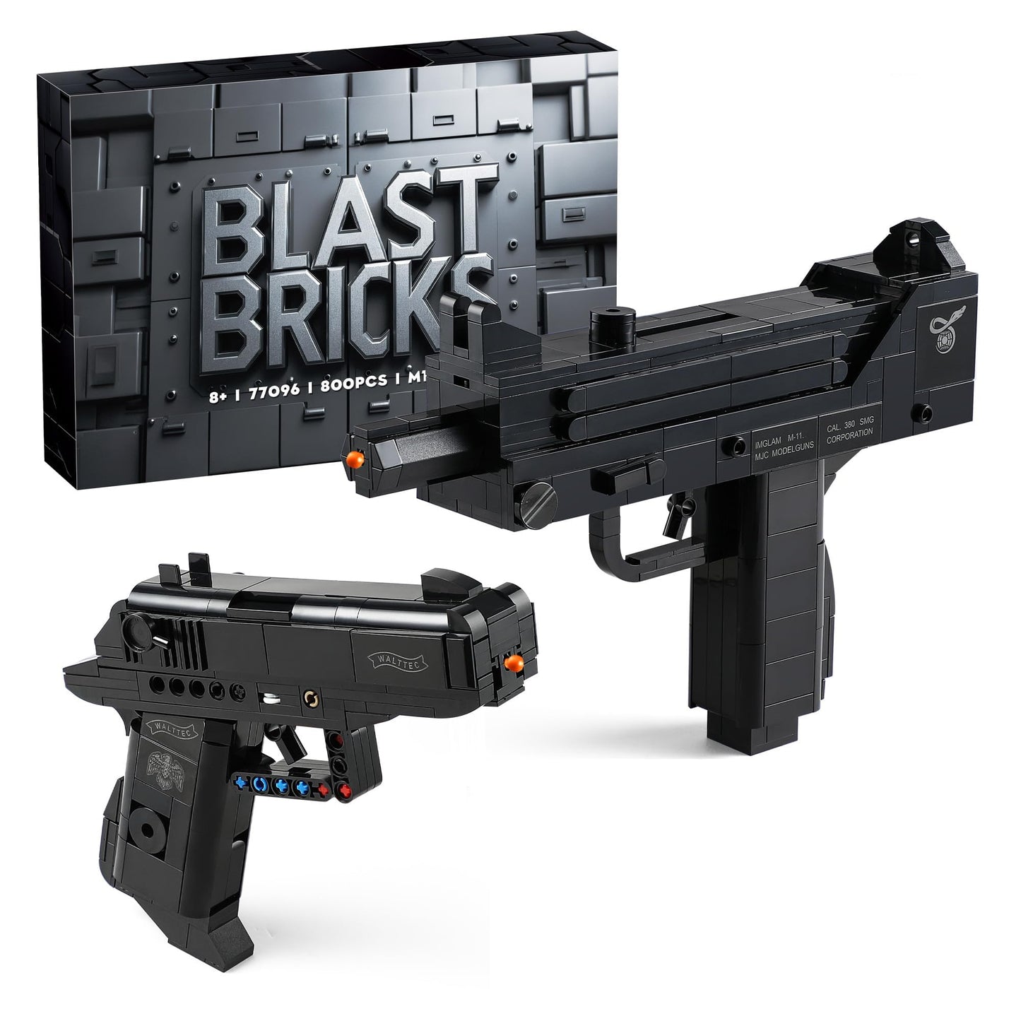 QUENTINAG Walther PPK & MAC-10 Building Blocks Set – LEGO-Compatible Gun Models, Gift Ideas