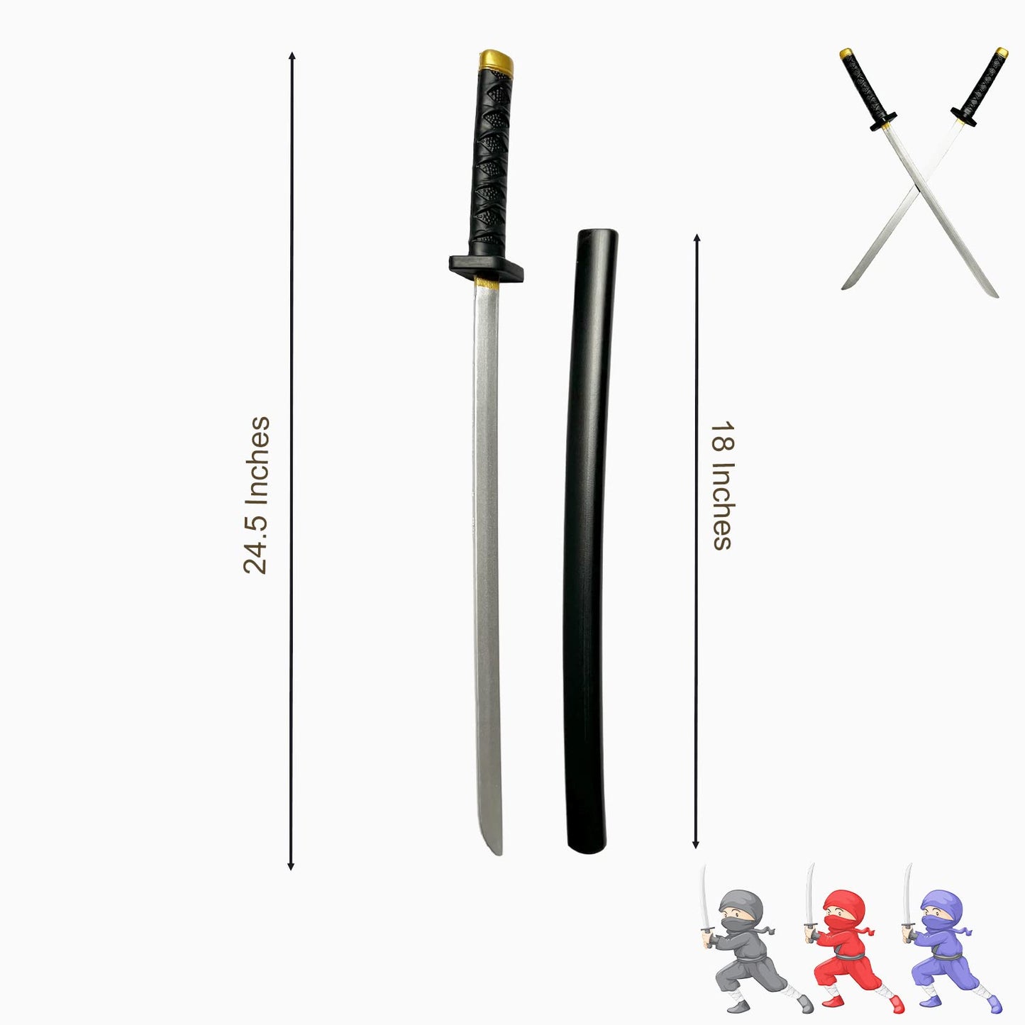 QUEQUAQUI Set of Two 26.5-Inch Samurai PU Foam Blades – Cosplay Swords