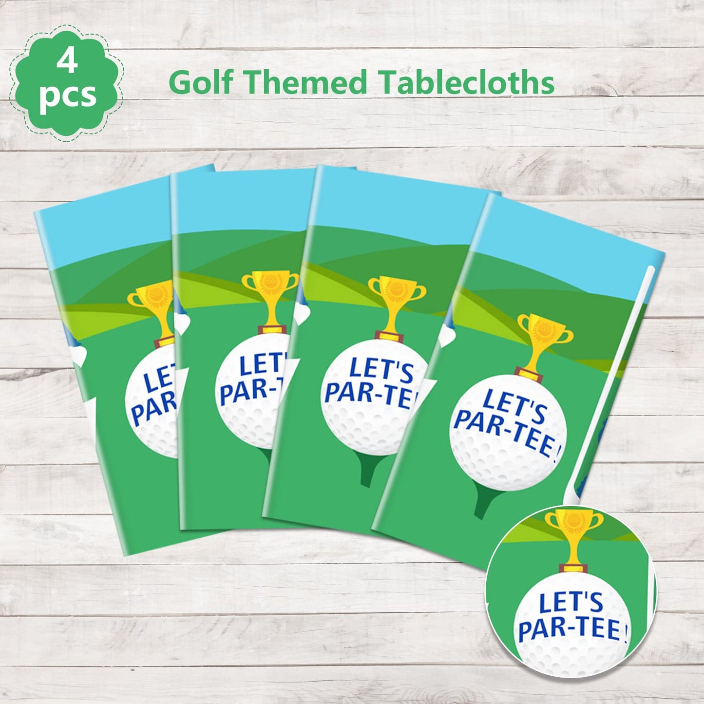QUERICKY 4 Pack Golf Tablecloths — 51x87in Disposable Waterproof Table Covers for Golf Parties