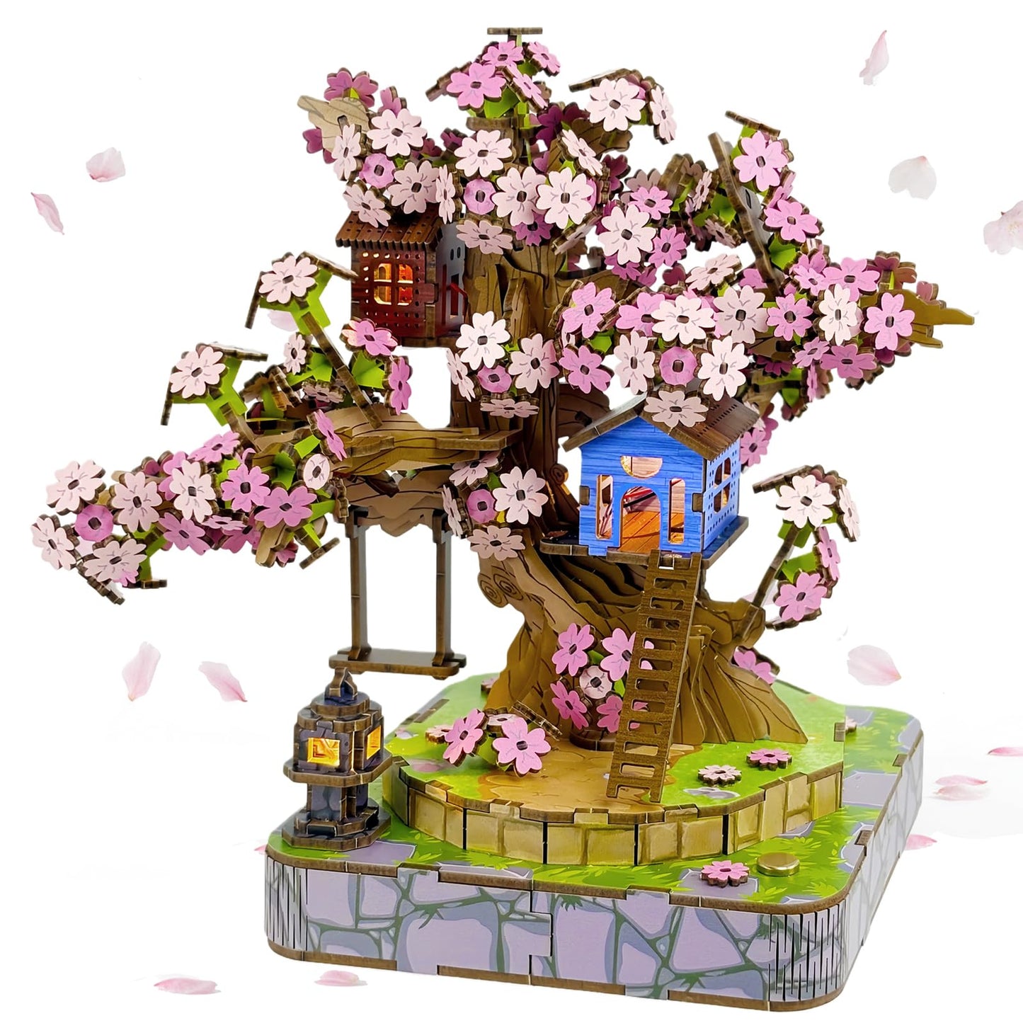 QuesEfflore Sakura Tree House DIY Miniature Kit — 3D Wooden Puzzle for Adults