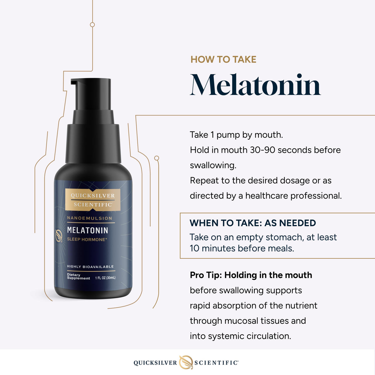 Quicksilver Scientific Liposomal Melatonin 1 mg — Fast-Acting Sleep Support (30 ml)