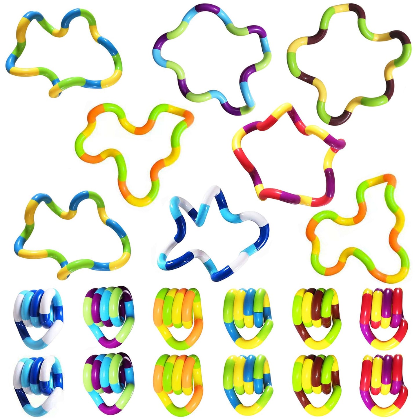 20 PCS Quiet Fidgets Toys — Multicolor Sensory Chain Twists for Relaxation