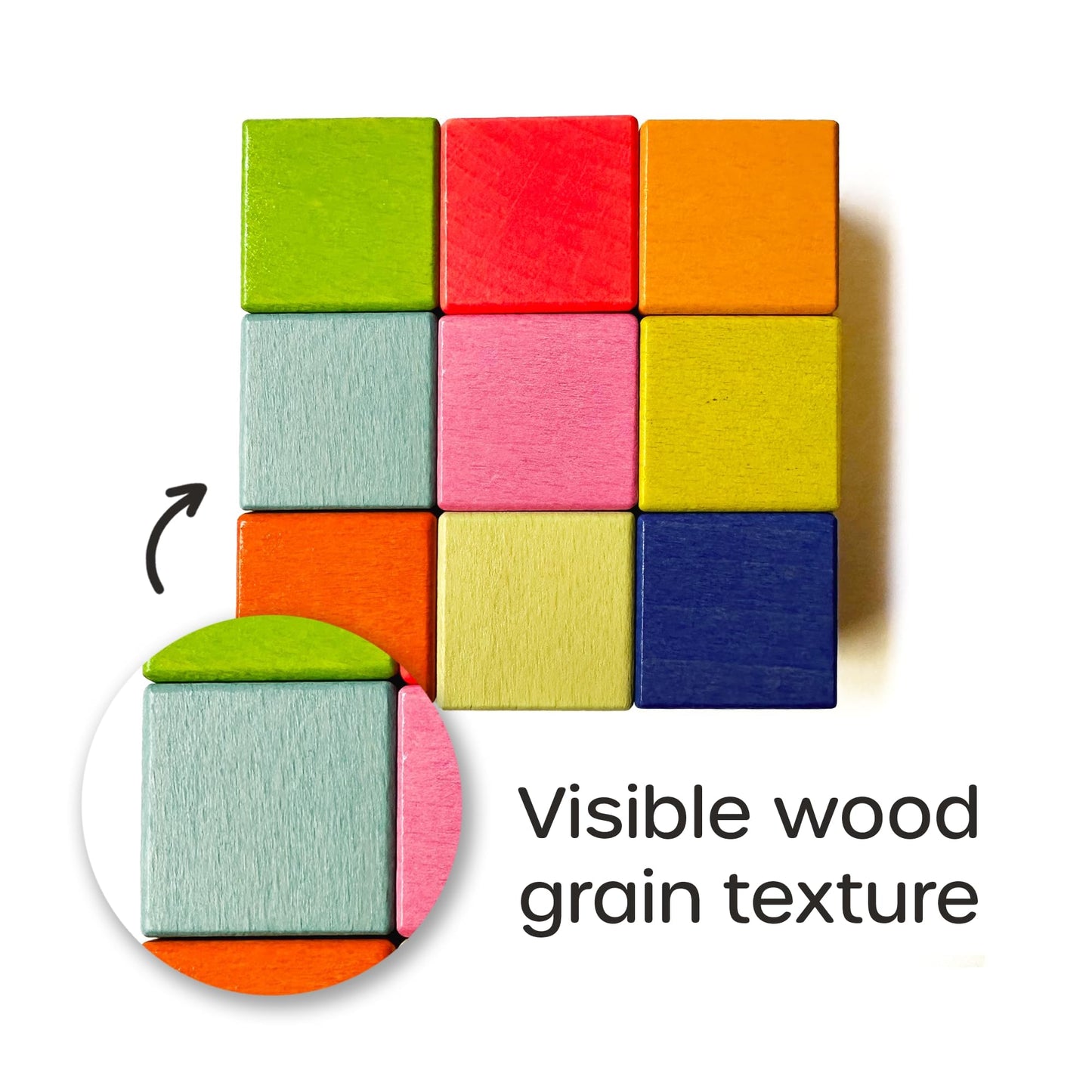 Quiggly Montessori Rainbow Blocks – 68-Piece Wooden STEM Toy with Storage Box